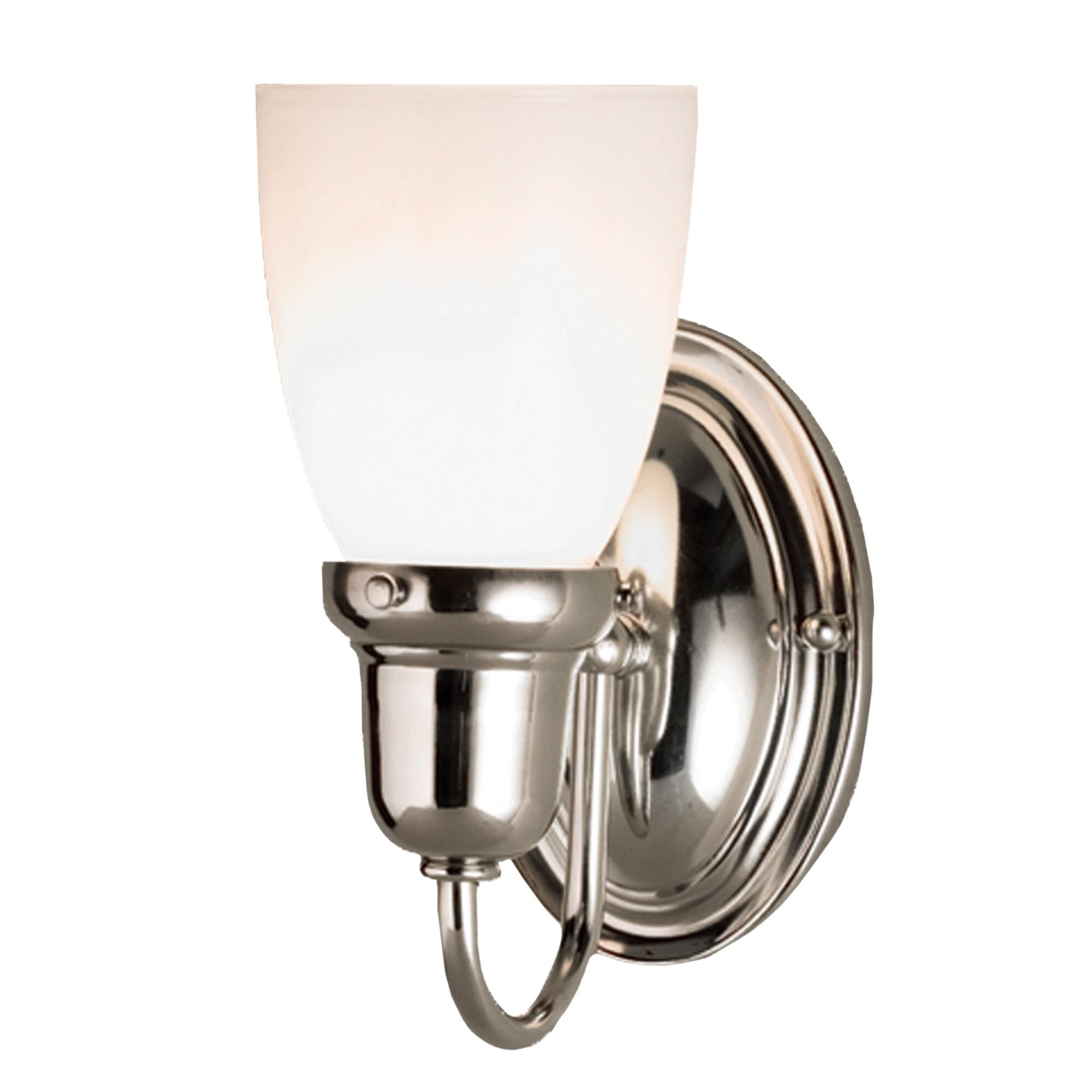 Shown in Polished Nickel finish and White Opal glass
