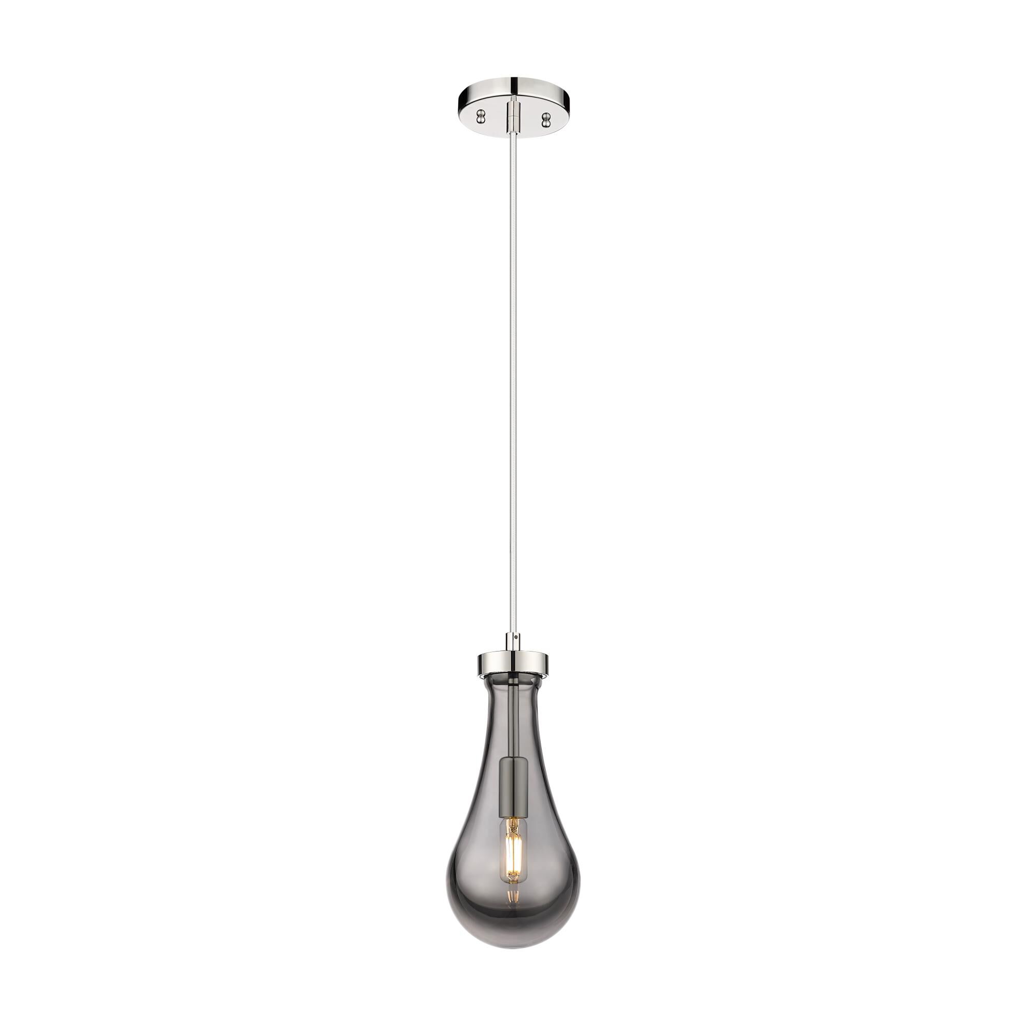Shown in Polished Nickel finish and Plated Smoke glass and Plated Smoke Glass shade