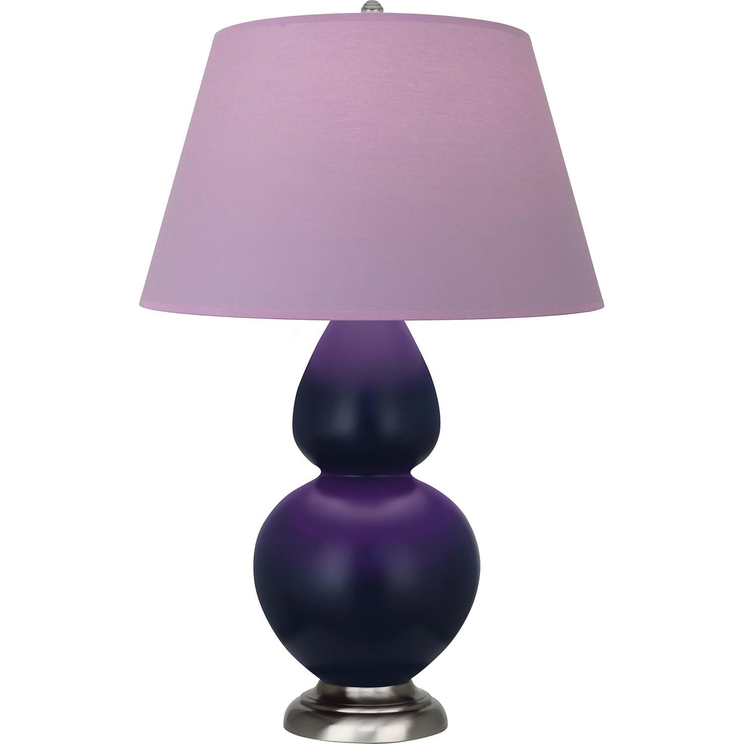 Shown in Matte Midnight Blue finish and Lavender and Plum shade and Antique Silver accent