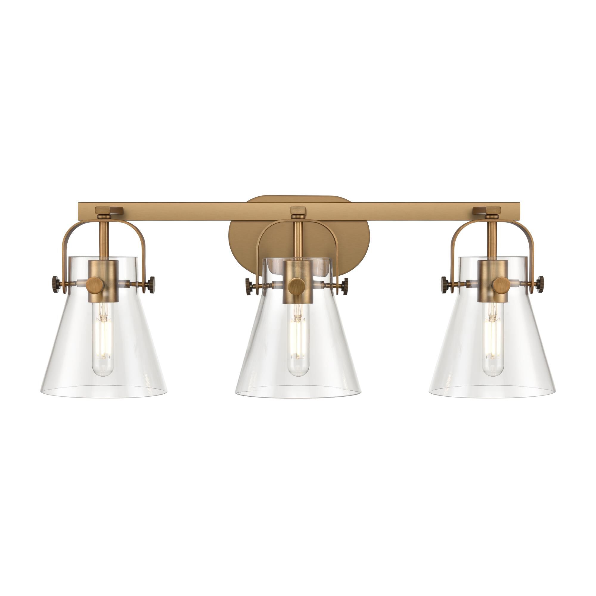 Shown in Brushed Brass finish and Clear glass and Clear Glass shade