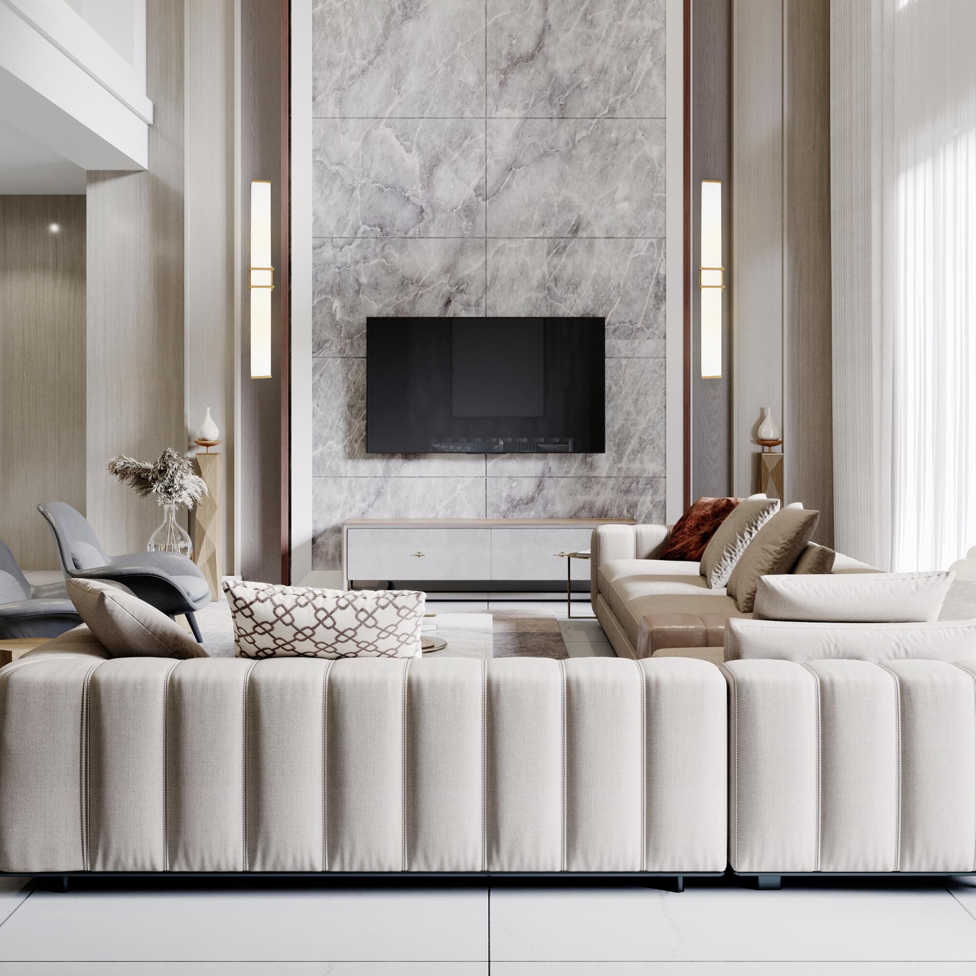 Shown in Brushed Gold finish and White Acrylic shade