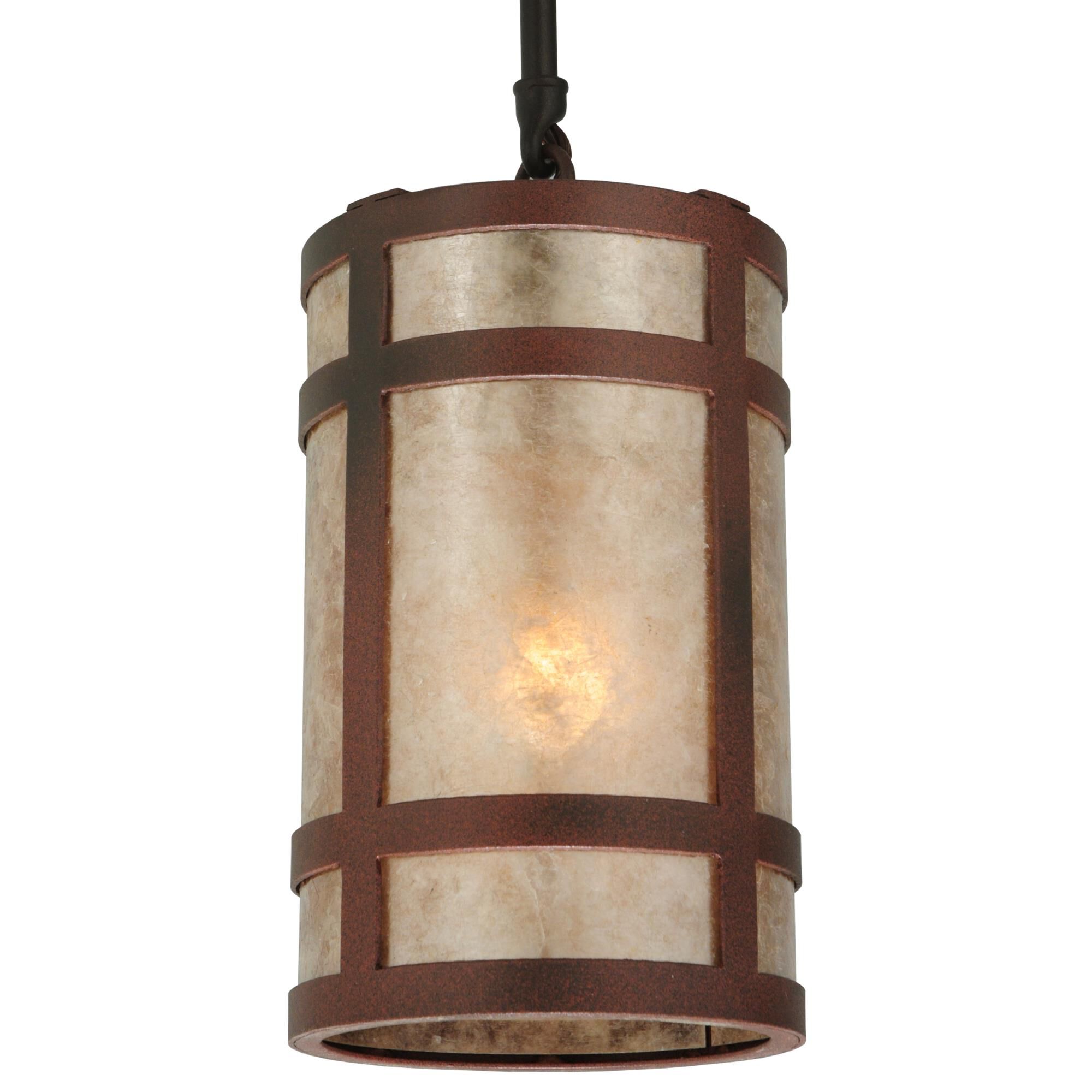 Shown in Red Rust;Wrought Iron finish and Silver Mica glass