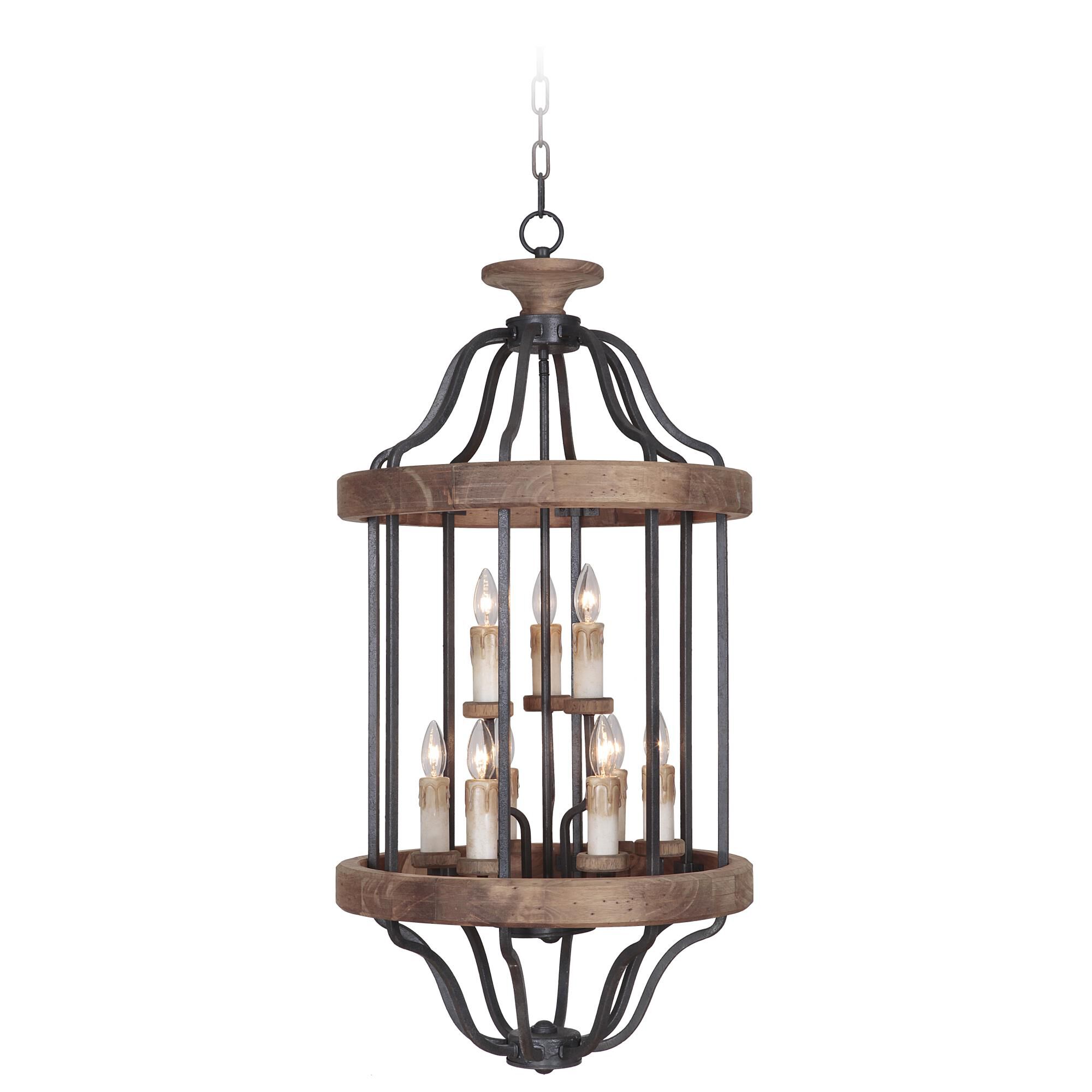 Shown in Textured Black/Whiskey Barrel finish and Antique White Candle Covers accent