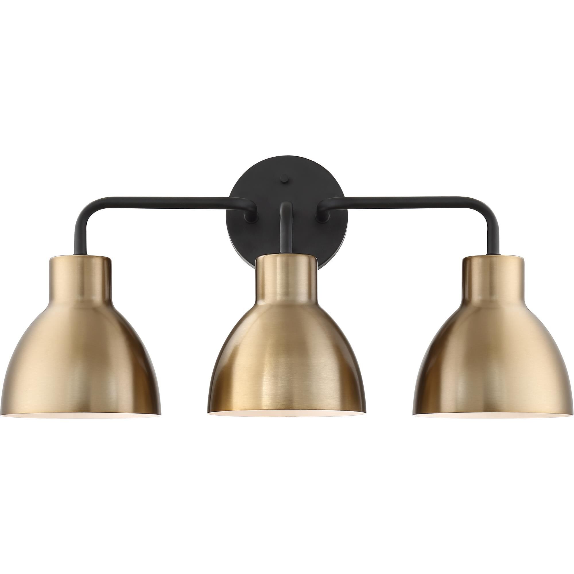 Shown in Matte Black finish and Burnished Brass Metal shade