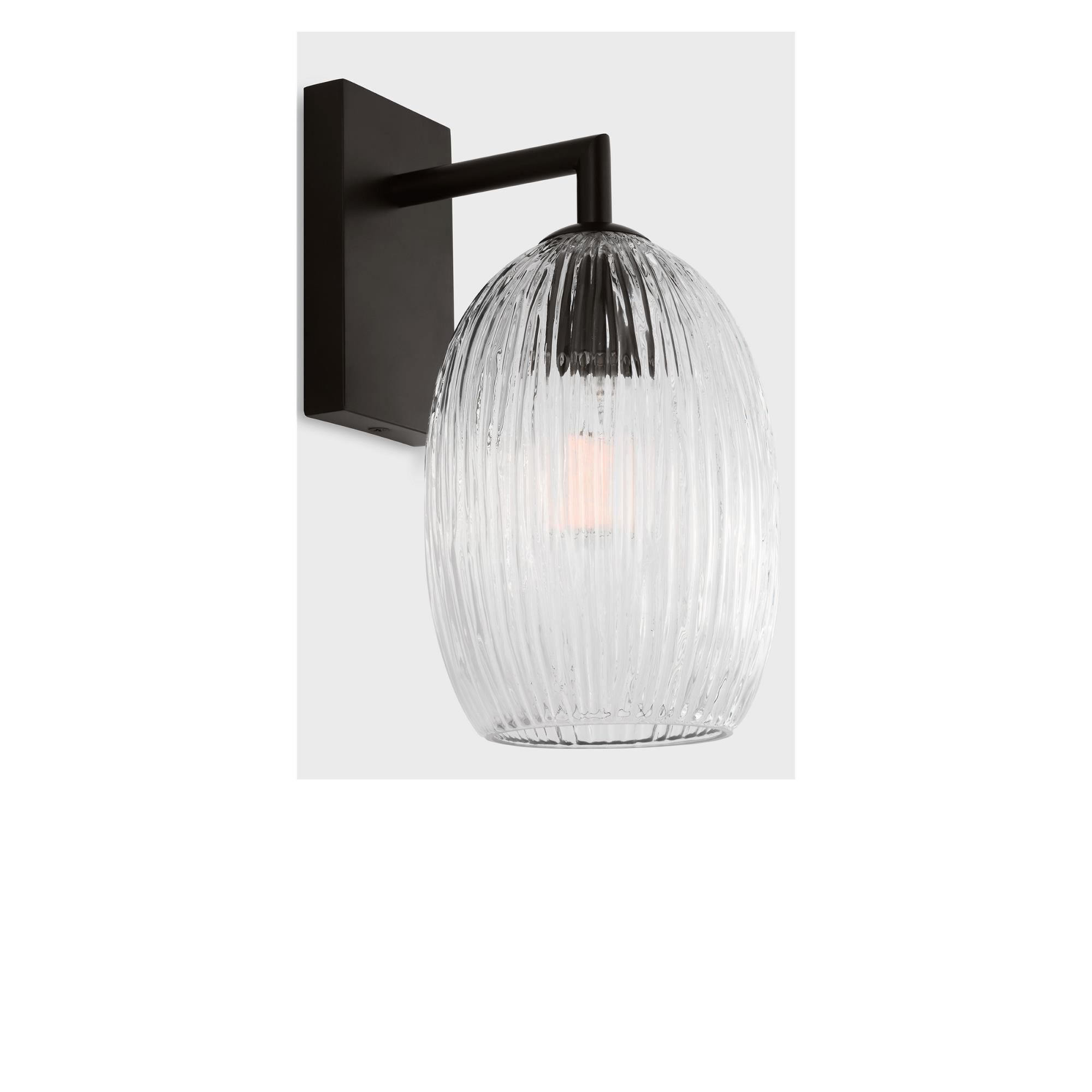 Shown in Aged Iron finish and Striped Clear glass