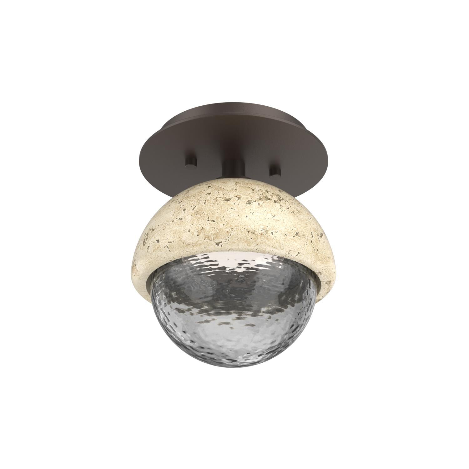 Shown in Flat Bronze finish and Smoke glass and Travertine Stone accent