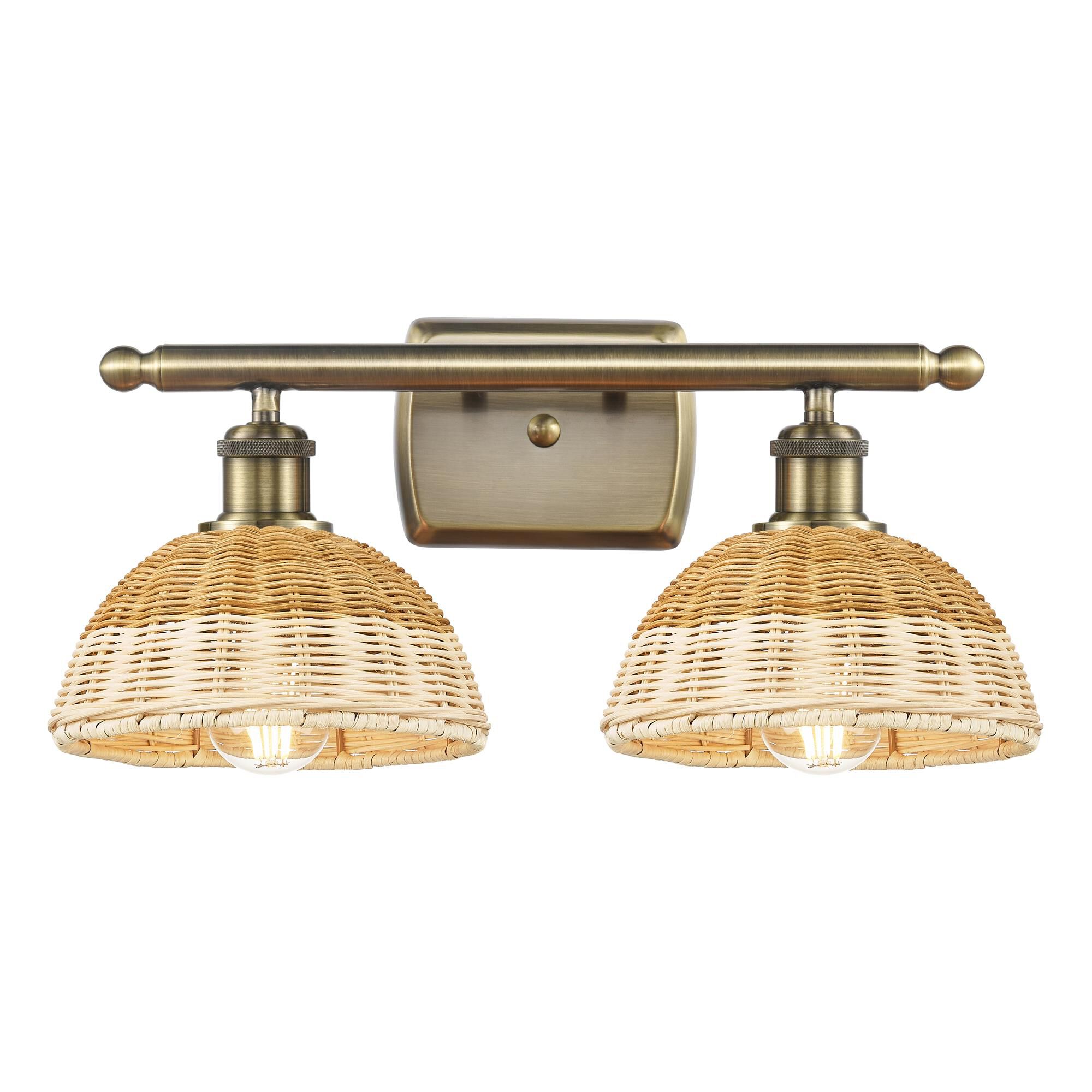 Shown in Antique Brass finish and Natural shade
