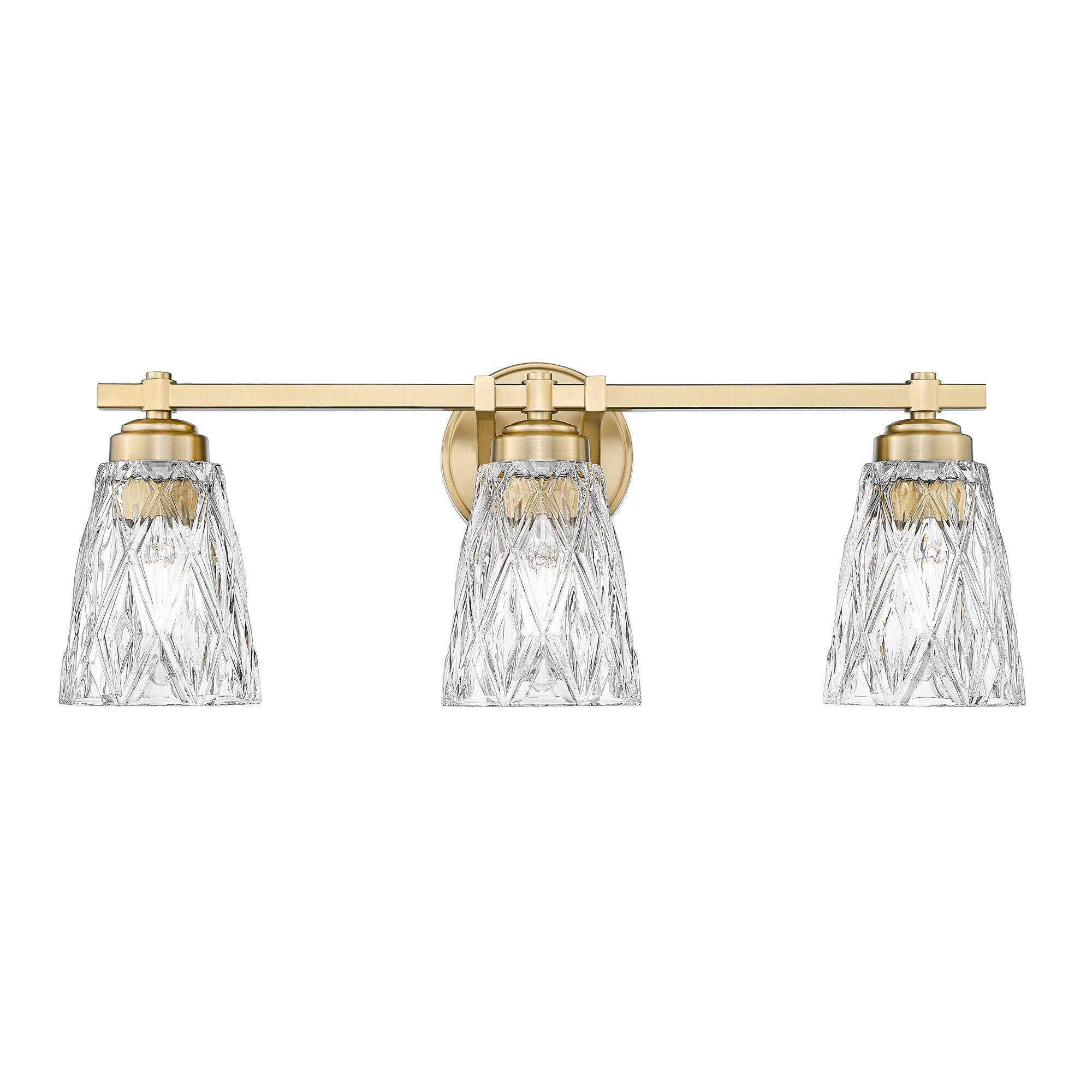 Shown in Modern Gold finish and Clear glass