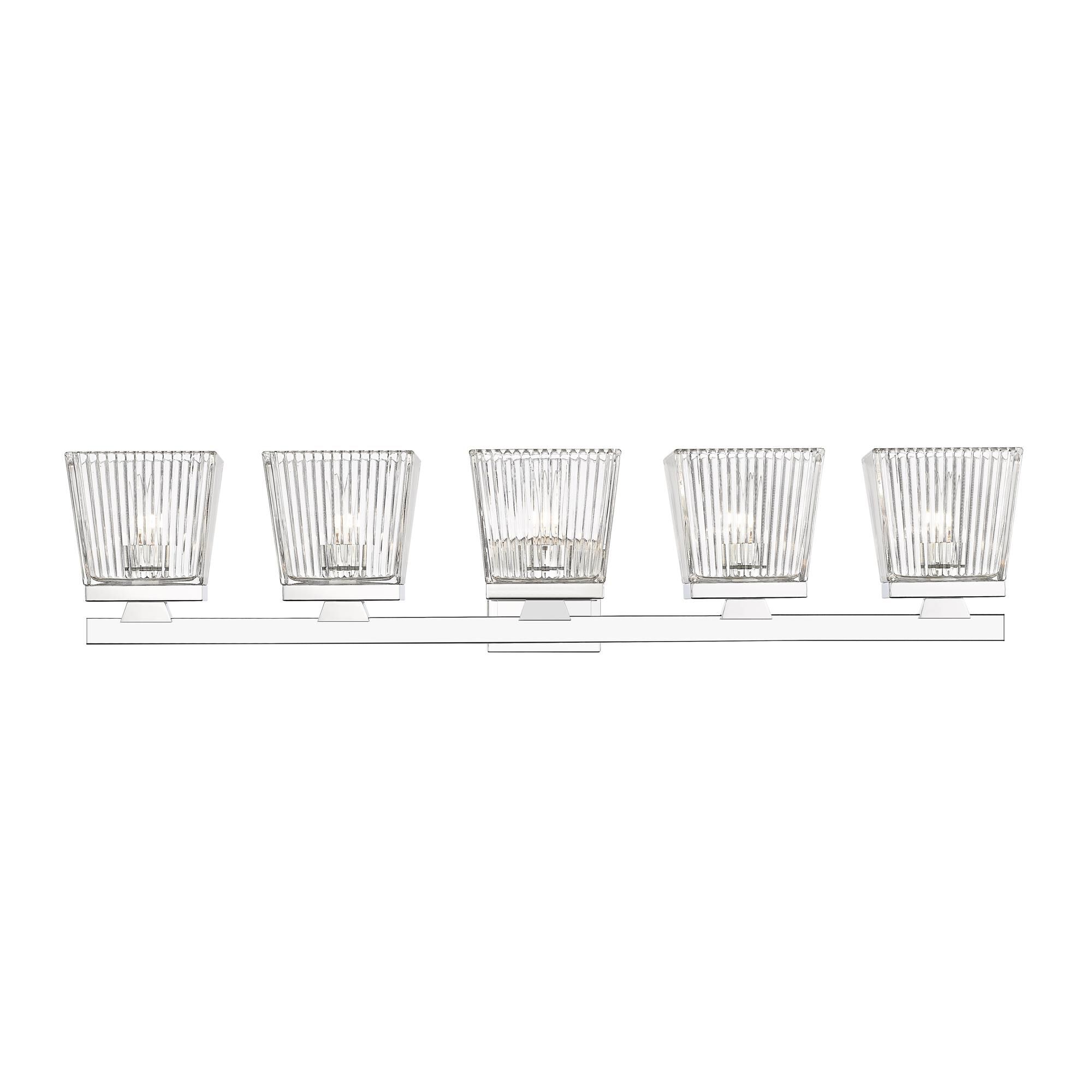 Shown in Chrome finish and Glass shade