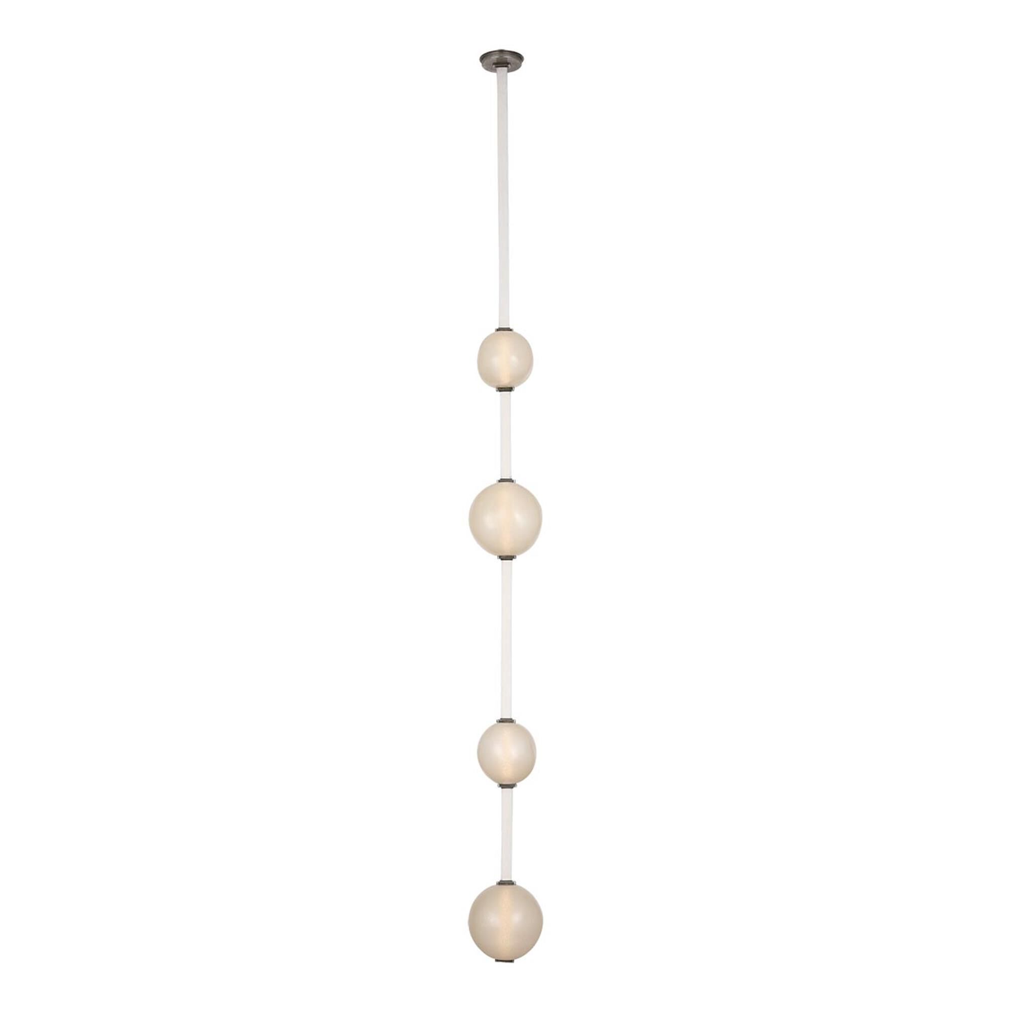Shown in Bone Suede And Mottled Pewter finish and Fizzy Nude glass