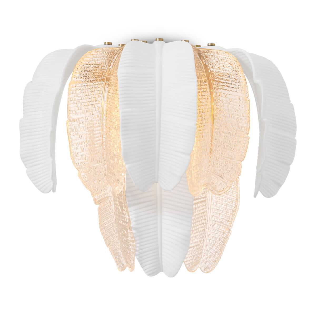 Shown in White Ceramic finish and Clear Textured glass