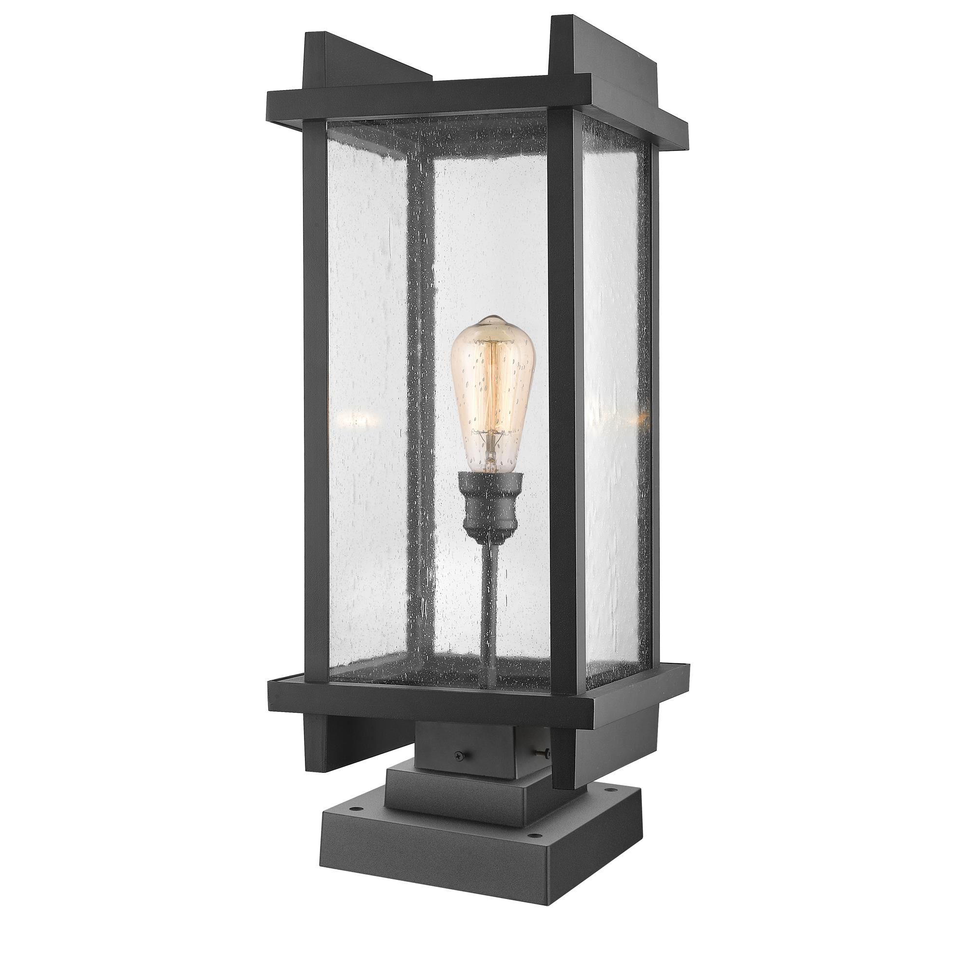 Shown in Black finish and Glass shade