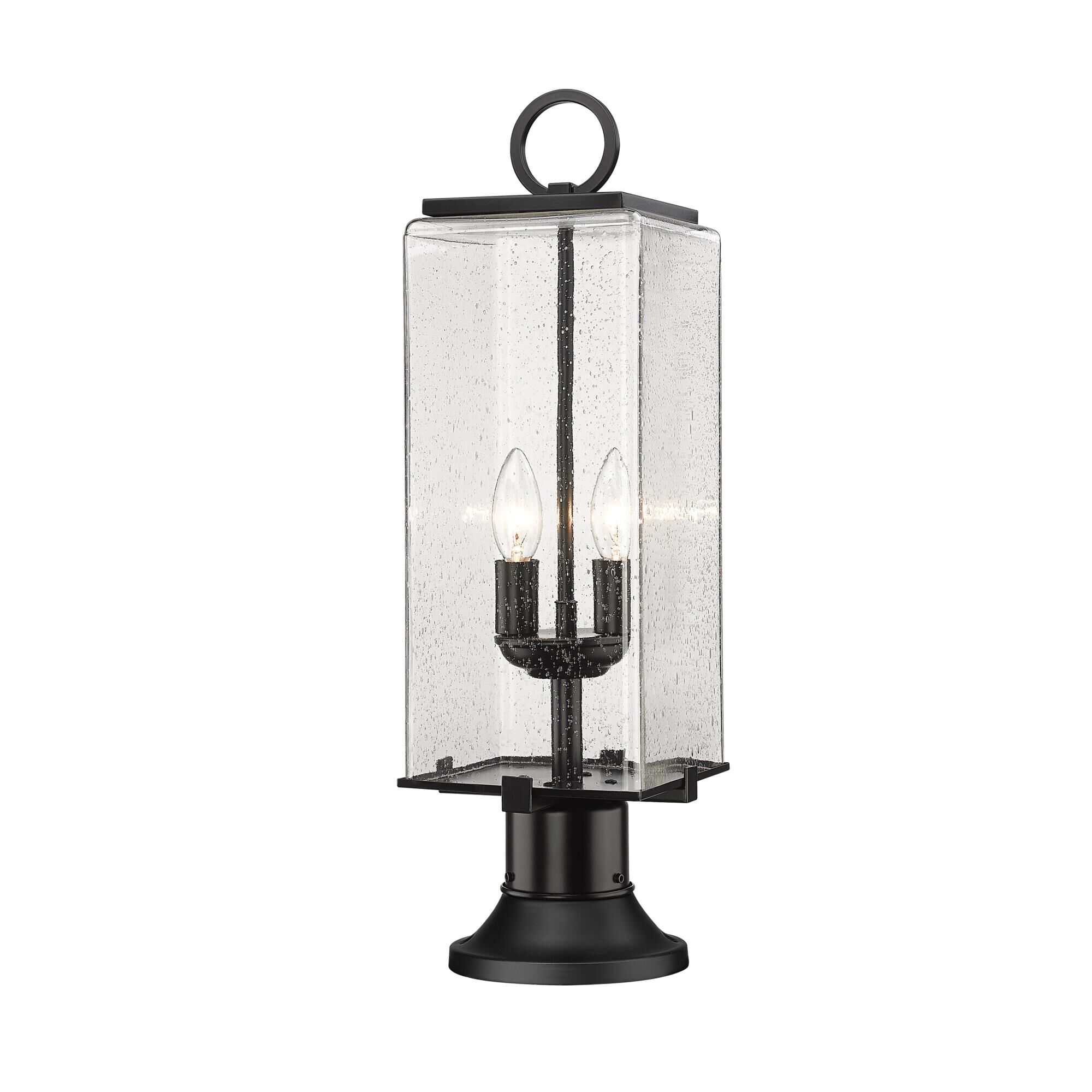Shown in Black finish and Glass shade