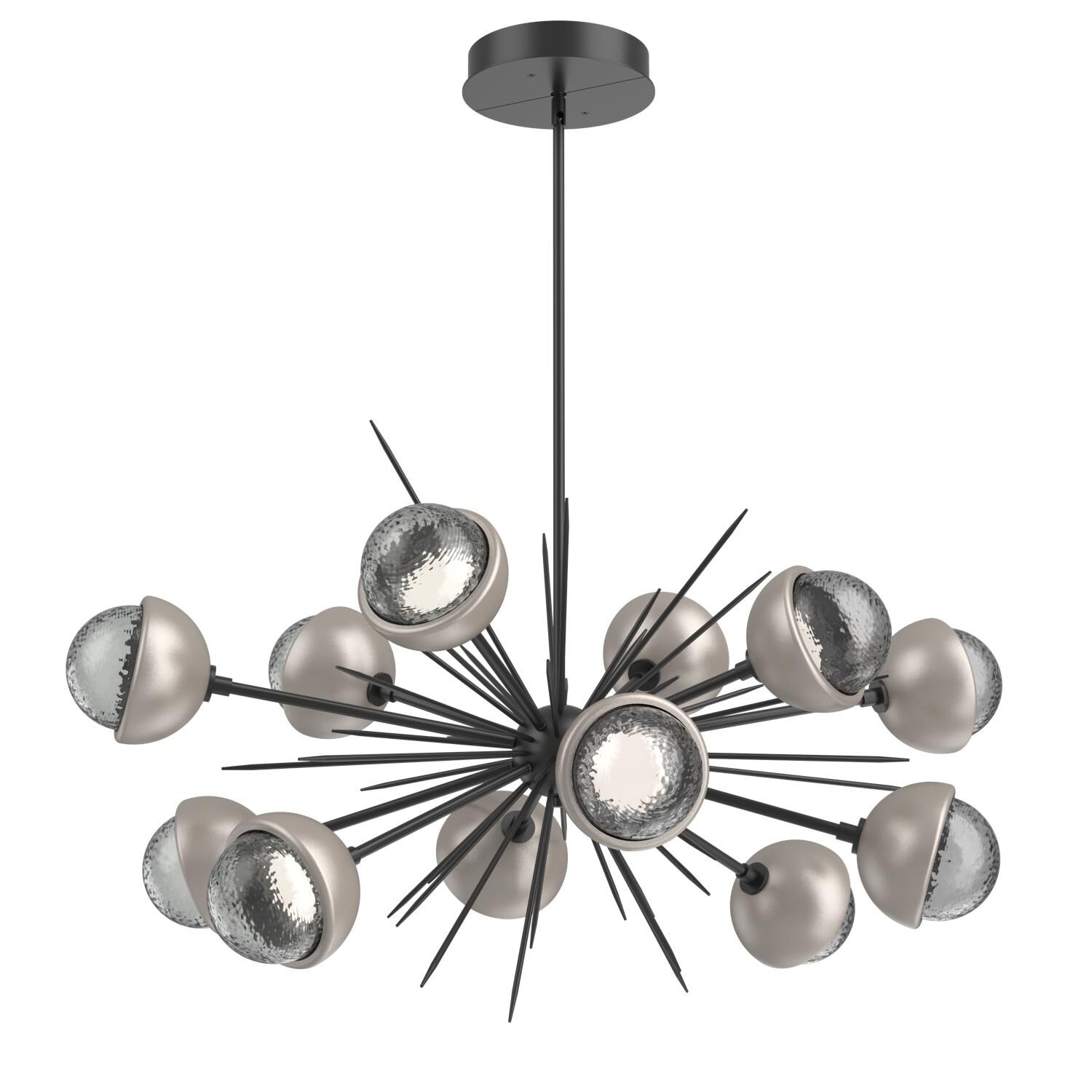 Shown in Matte Black finish and Smoke glass and Beige Silver accent