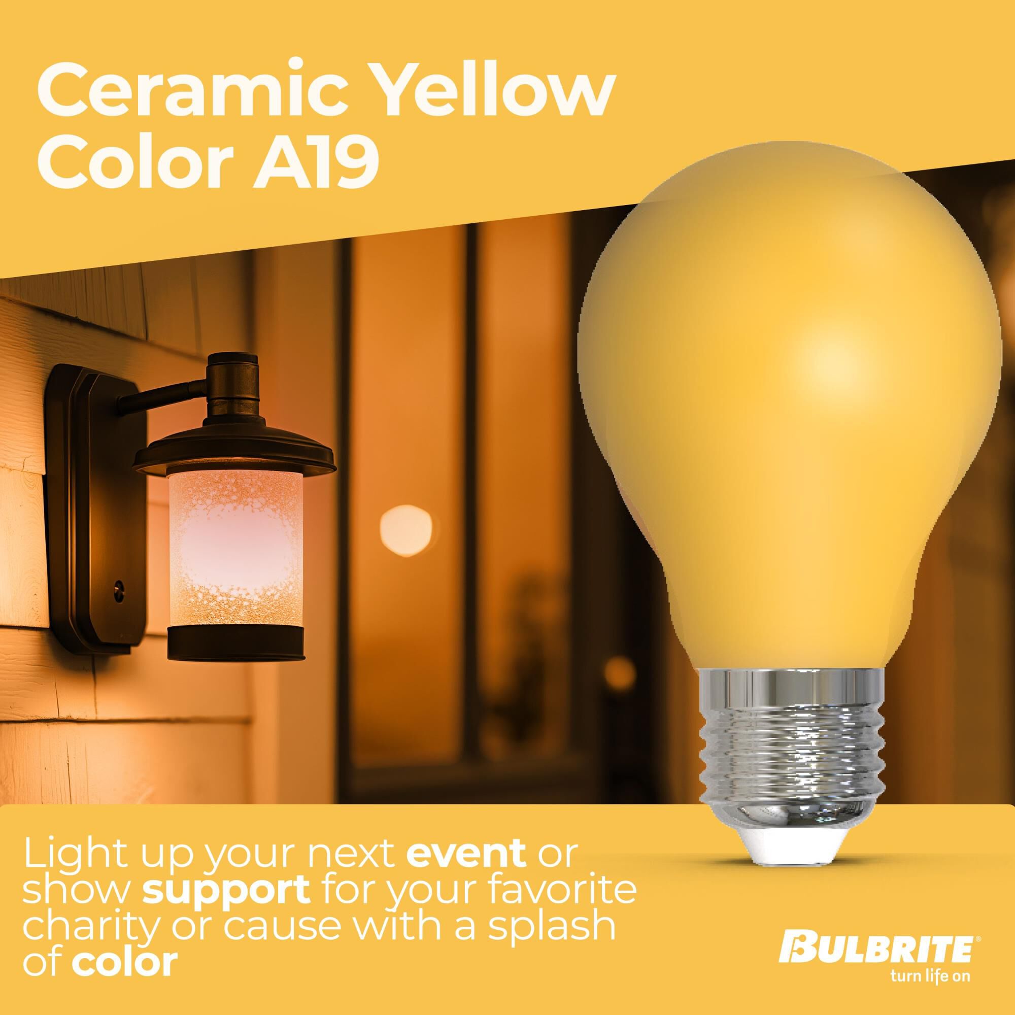 Ceramic Yellow A19 Base E26 LED Light Bulb by Bulbrite