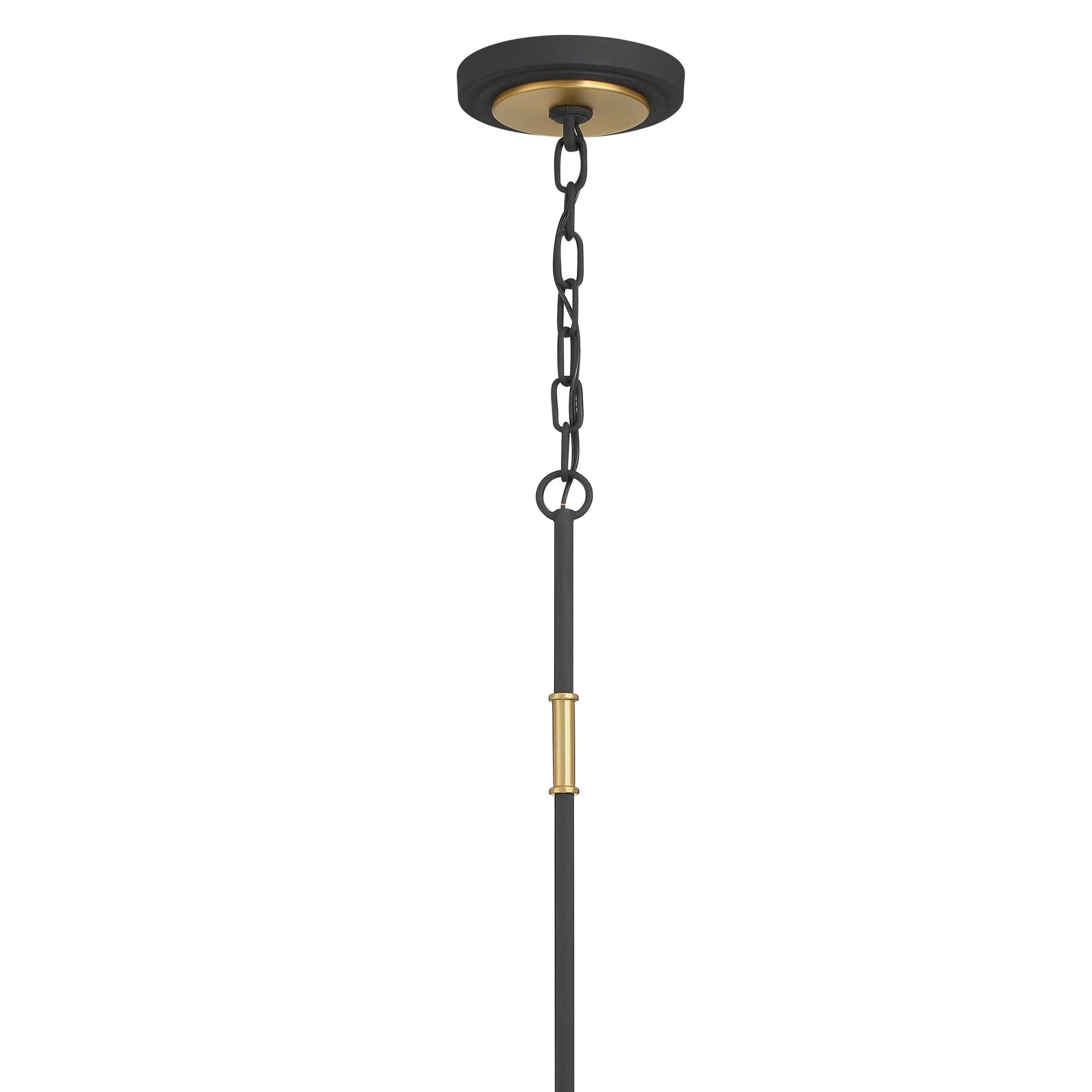 Shown in Black Forged + Modern Gold finish and Glass shade