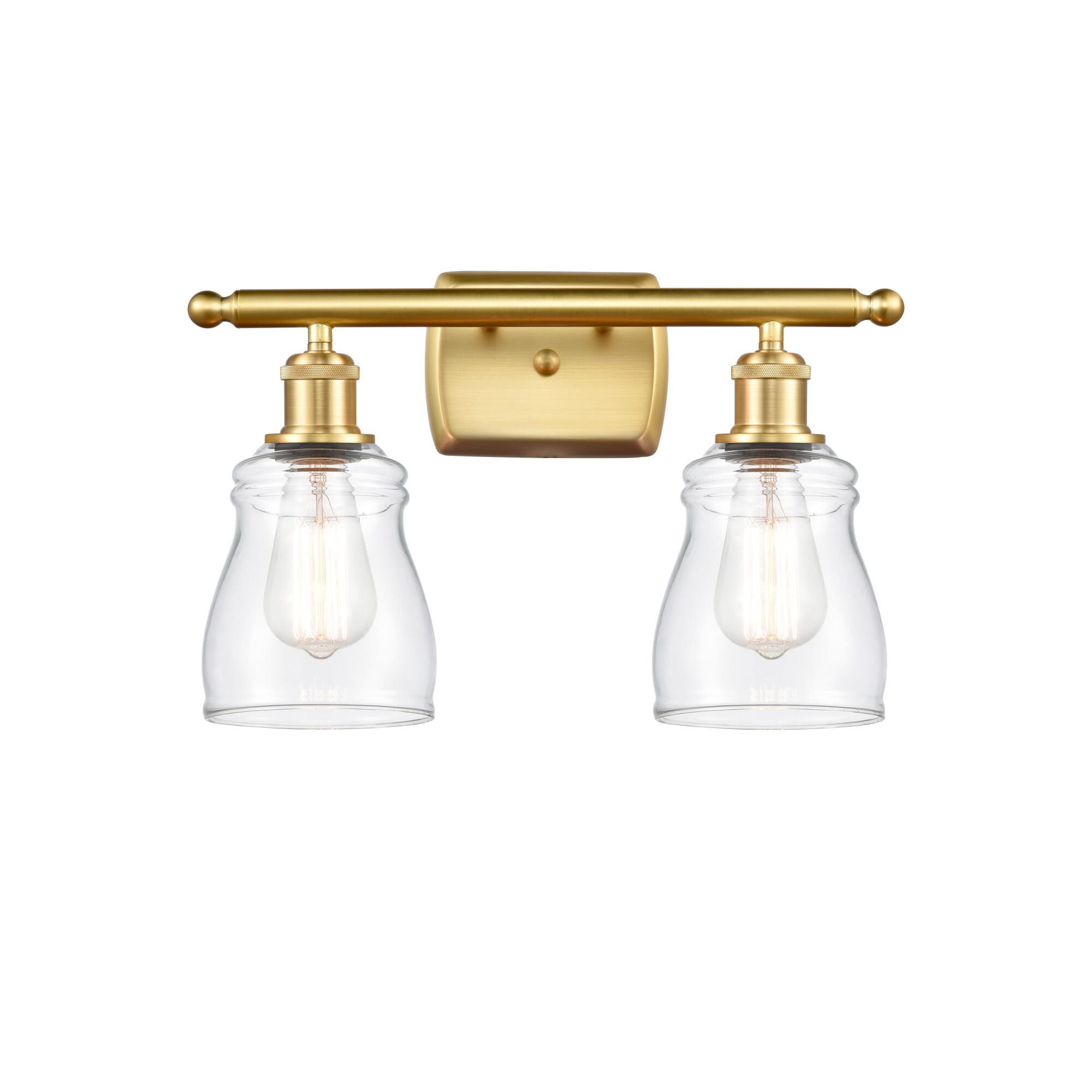 Shown in Satin Gold finish and Clear Ellery glass