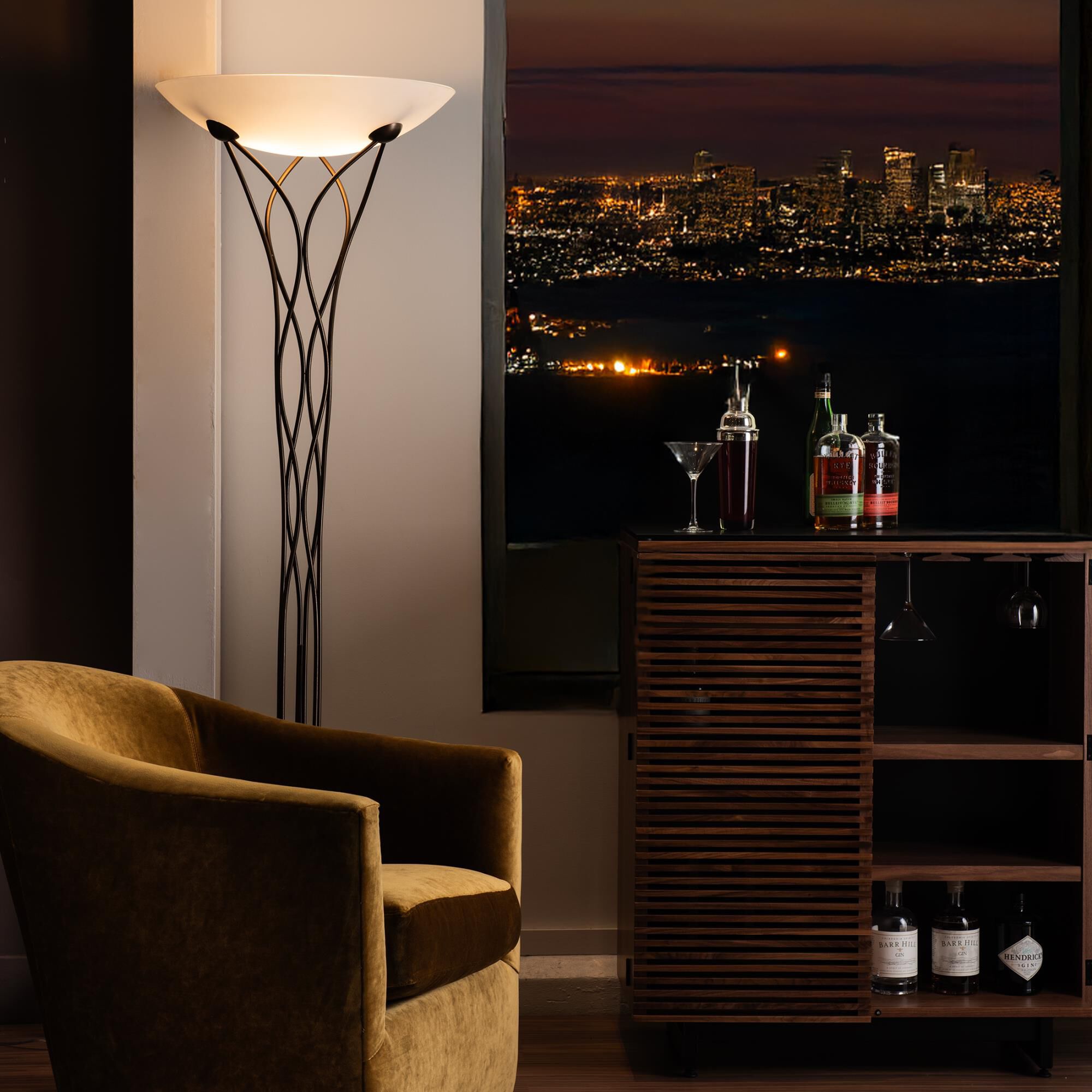 Shown in Bronze finish and Opal glass