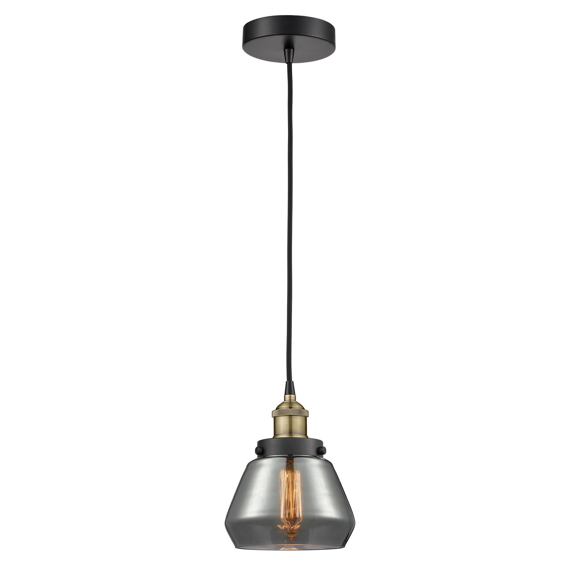 Shown in Black Antique Brass finish and Plated Smoke glass