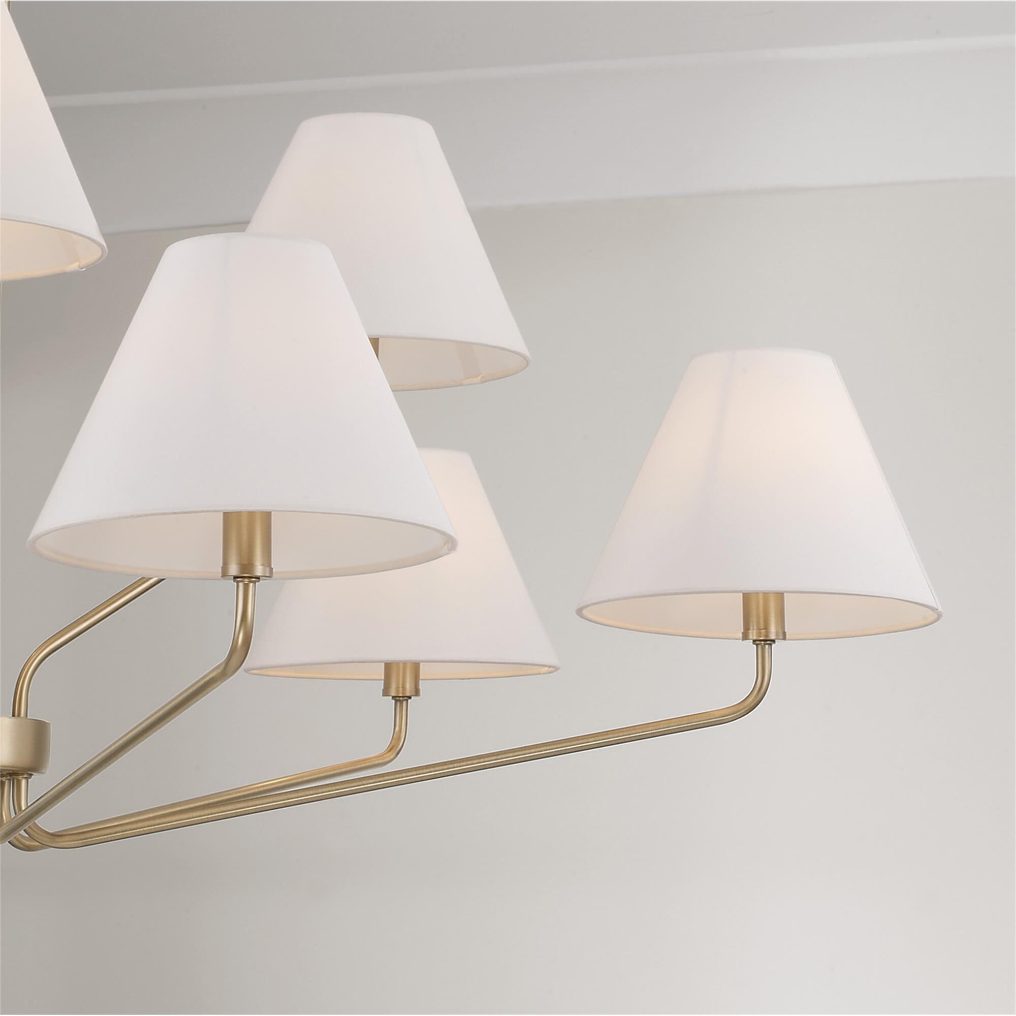Shown in Aged Brass finish and White Fabric shade