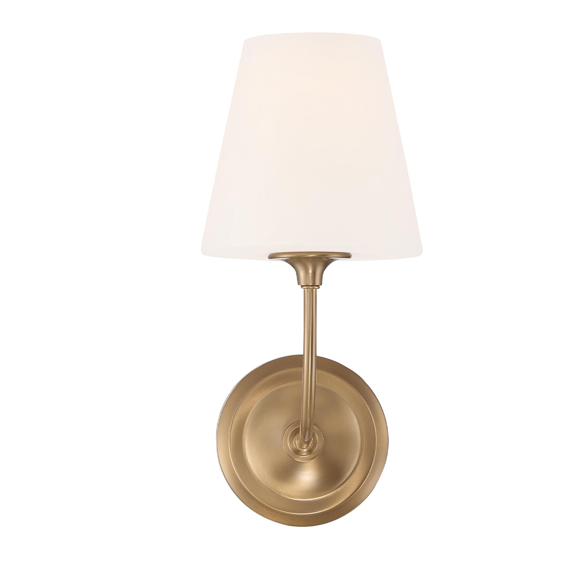 Shown in Vibrant Gold finish and Glass glass and White shade