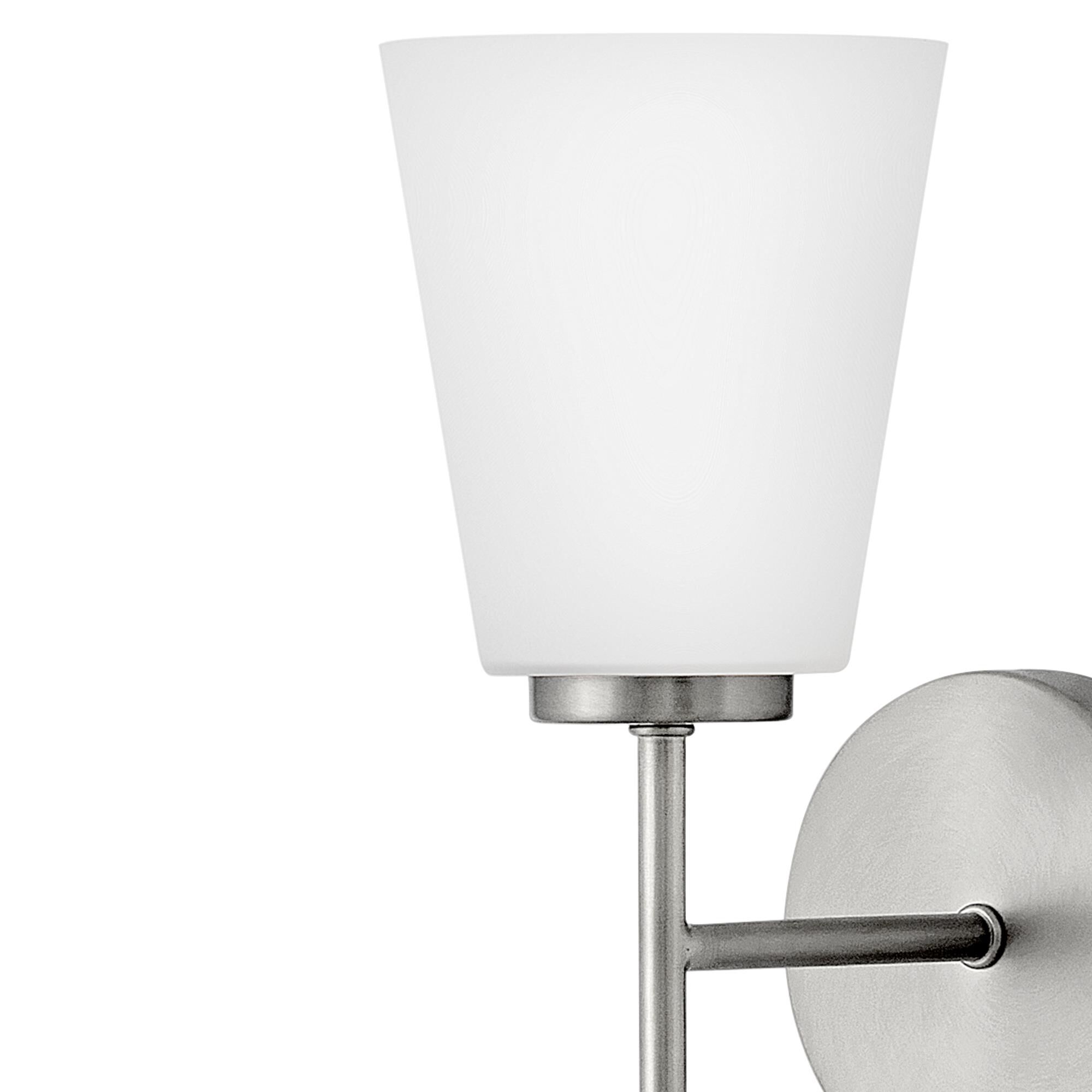 Shown in Brushed Nickel finish and Etched Opal glass