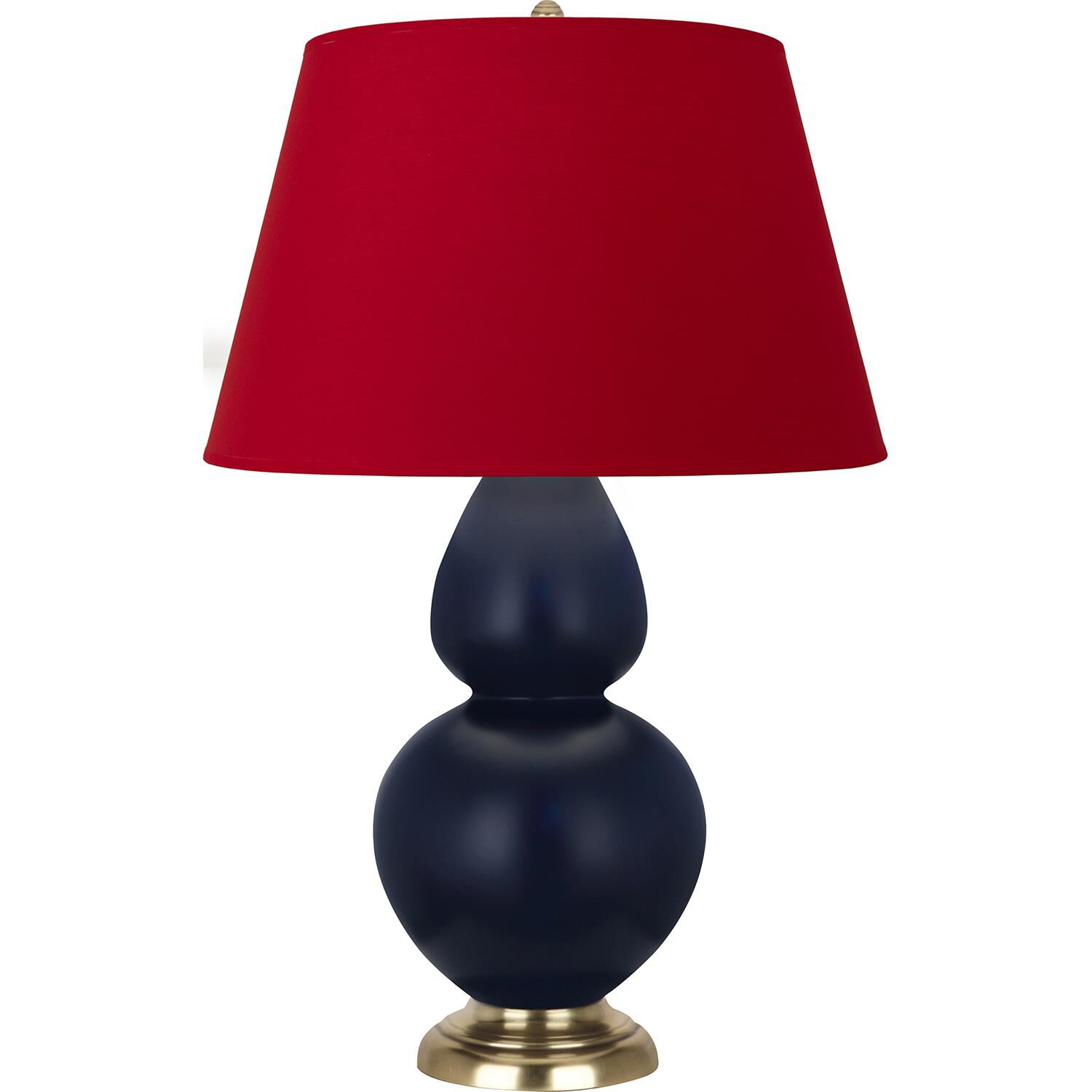 Shown in Matte Midnight Blue finish and Black and Red shade and Antique Brass accent