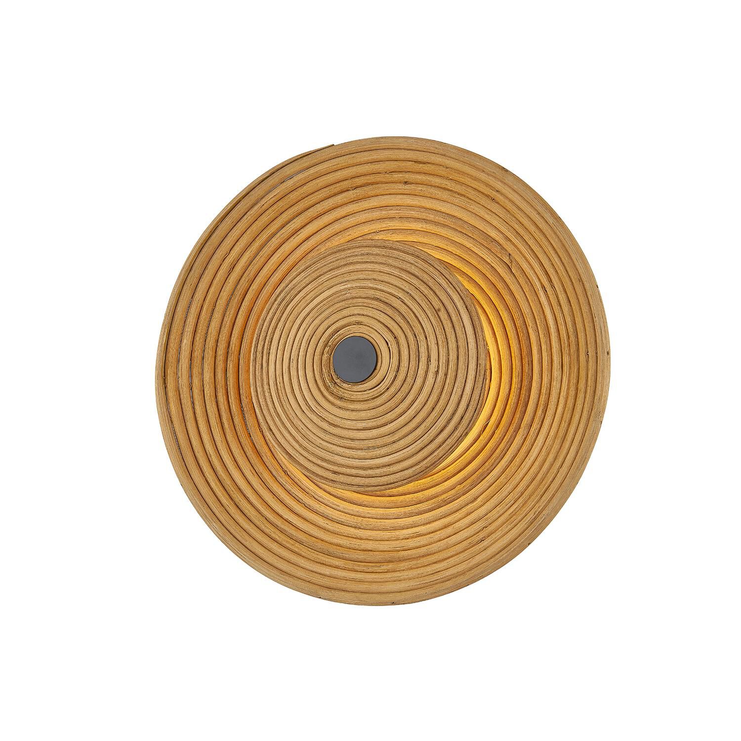 Shown in Matte Black finish and Rattan shade