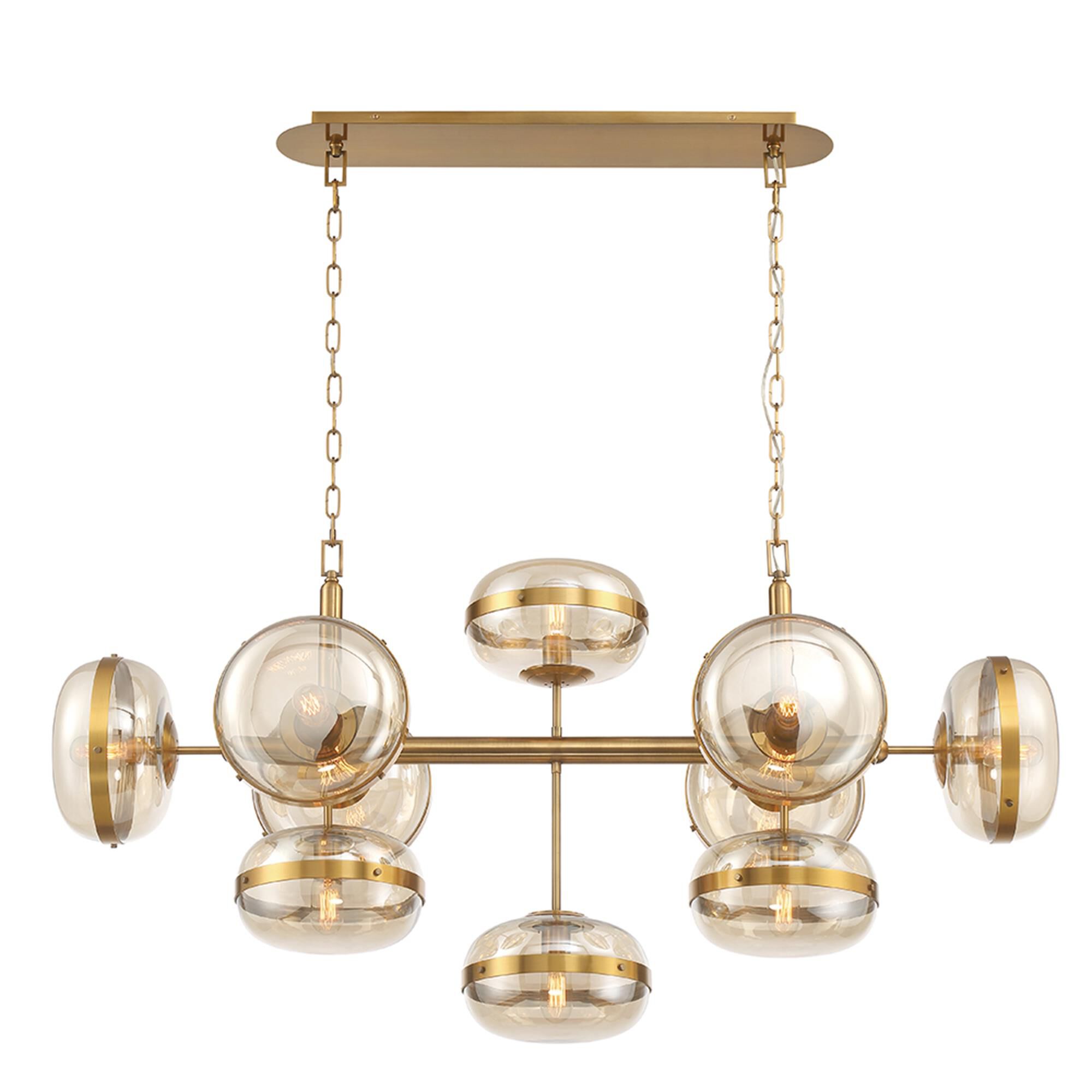 Shown in Ancient Brass finish and Champagne glass and Champagne shade