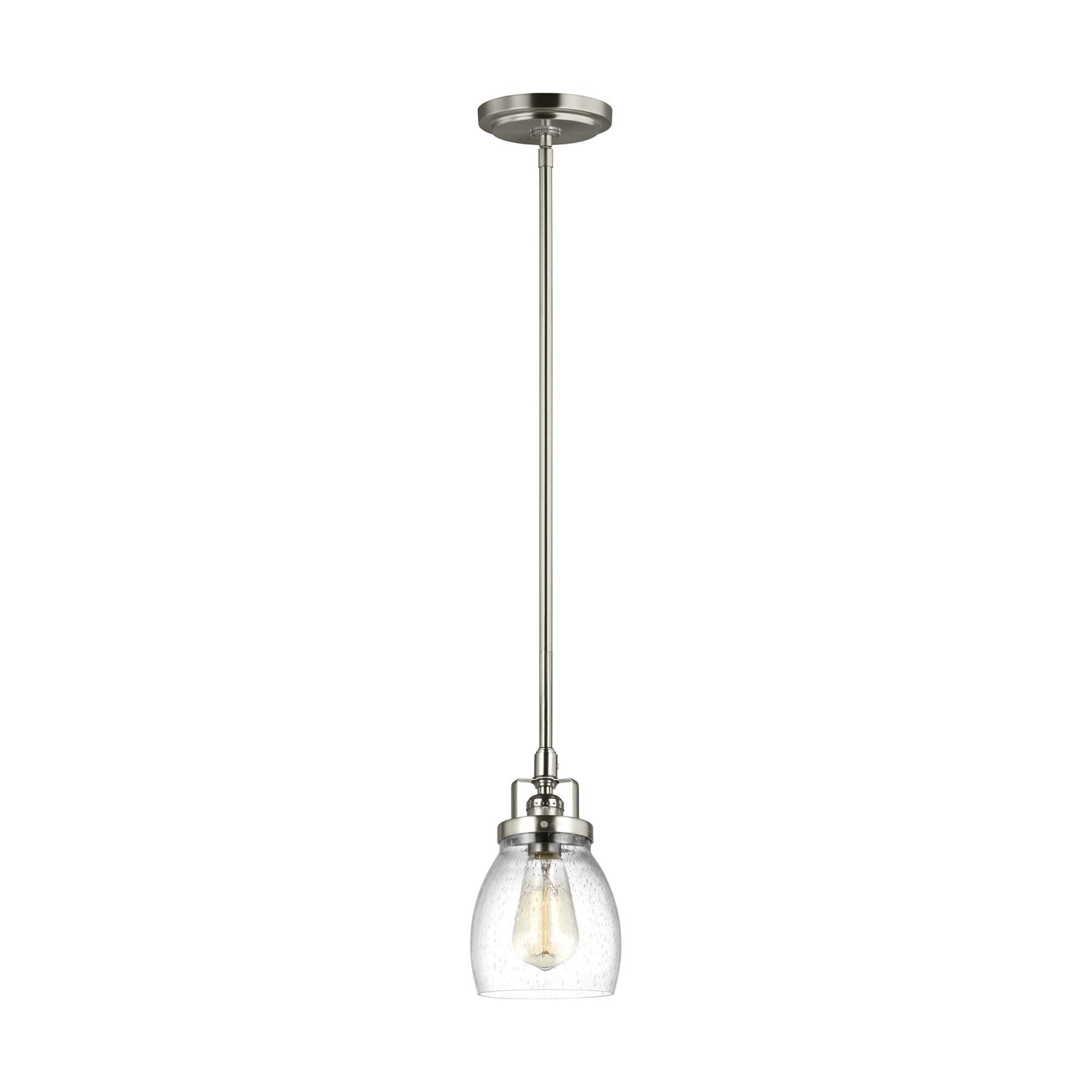 Shown in Brushed Nickel finish and Clear Seeded  Shade glass and Clear Seeded Glass shade