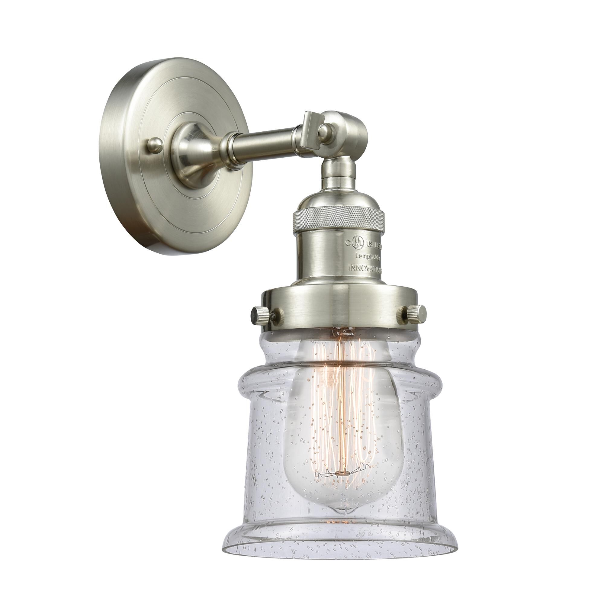 Shown in Brushed Satin Nickel finish and Seedy glass