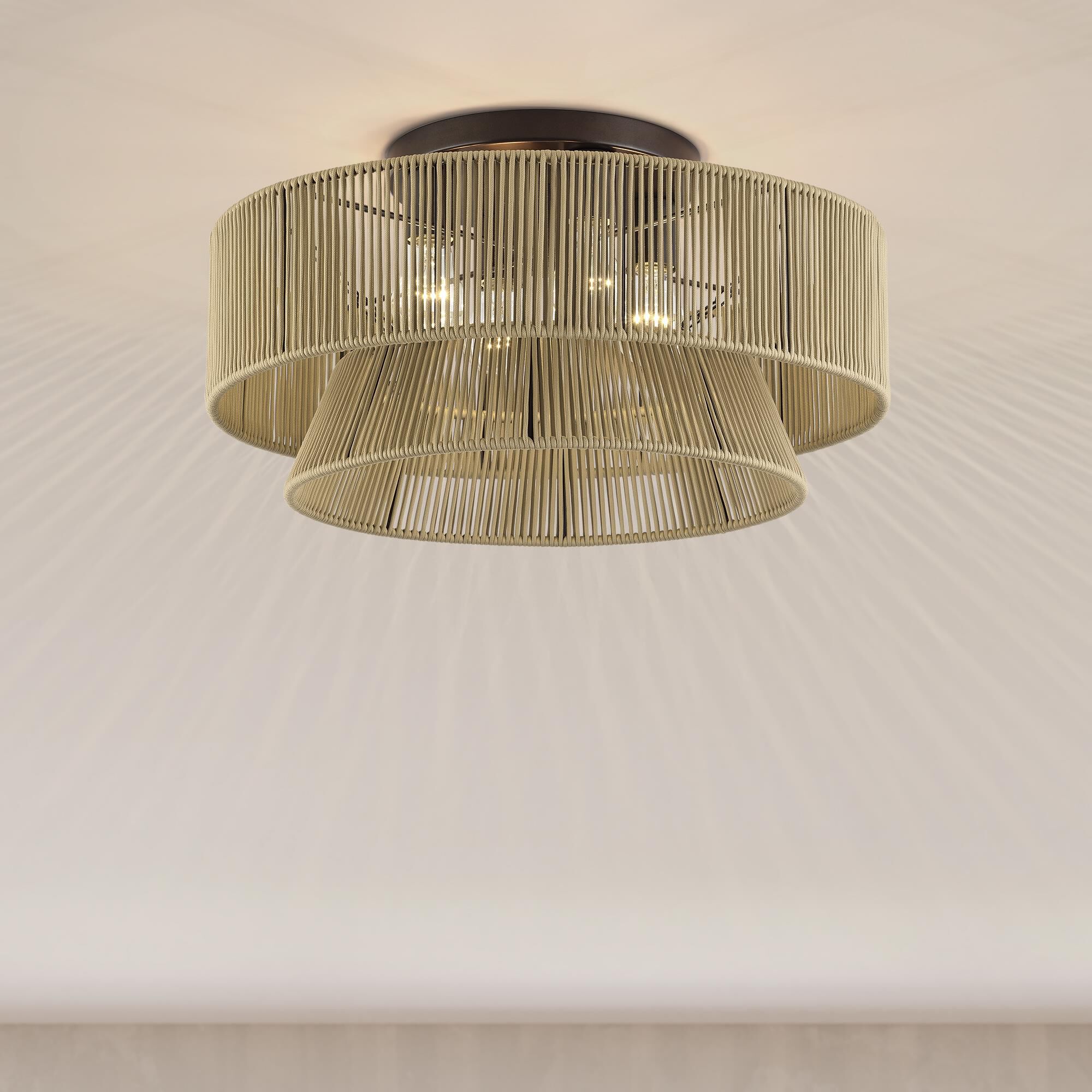 Shown in English Bronze finish and Hand-Woven Venetian Gold Color Polyester Rope shade