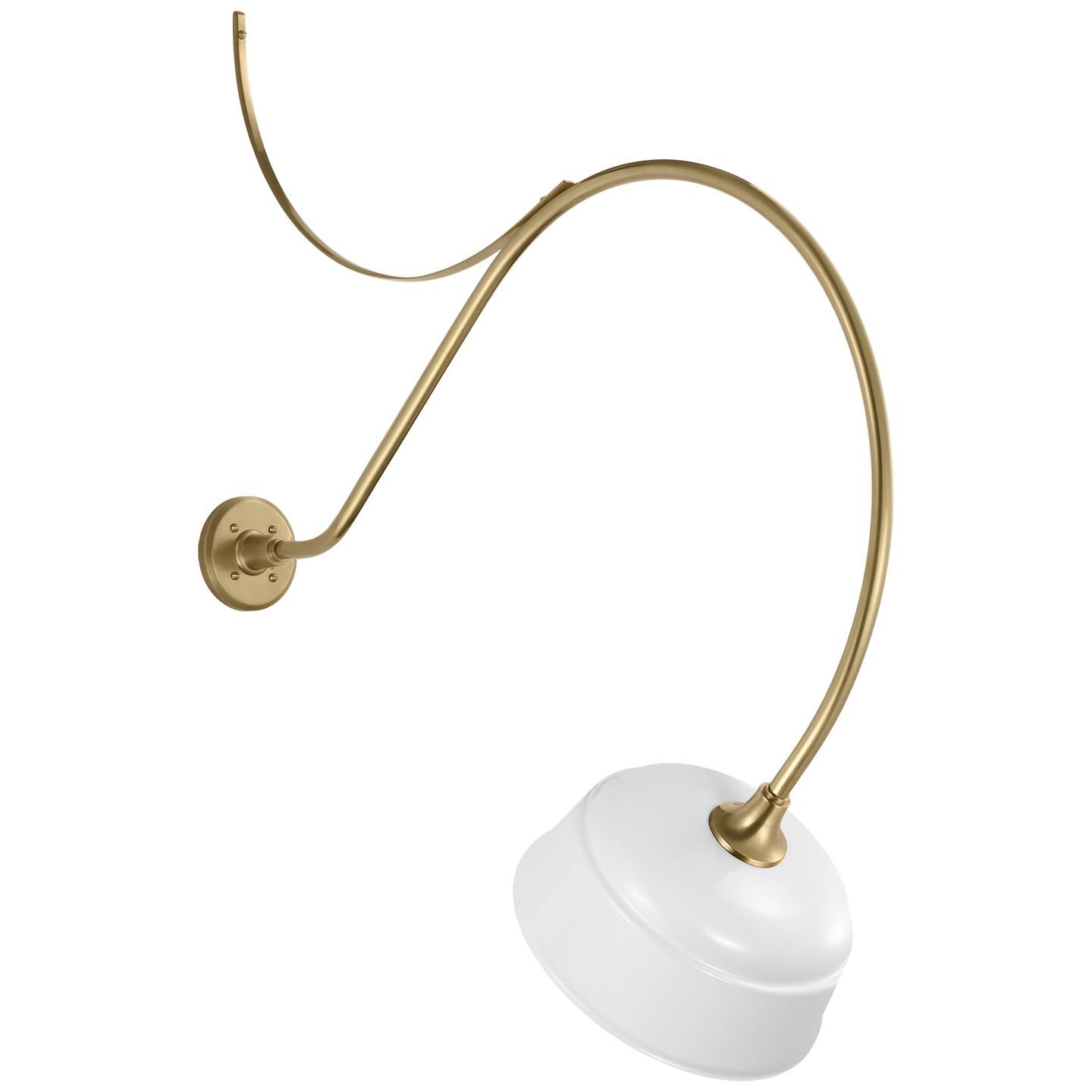 Shown in Hand-Rubbed Antique Brass finish and White Rockhouse shade