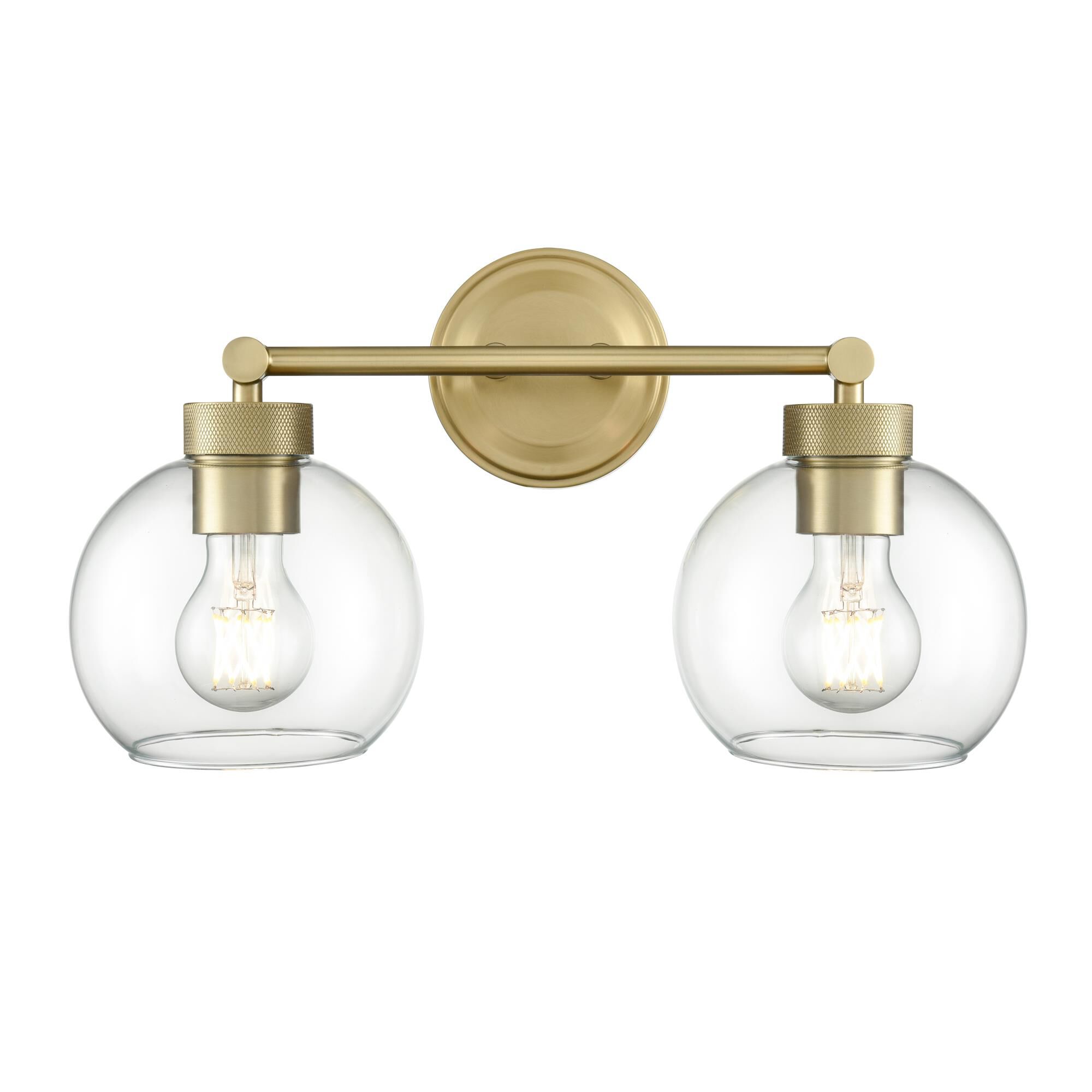 Shown in Vintage Brass finish and Clear glass