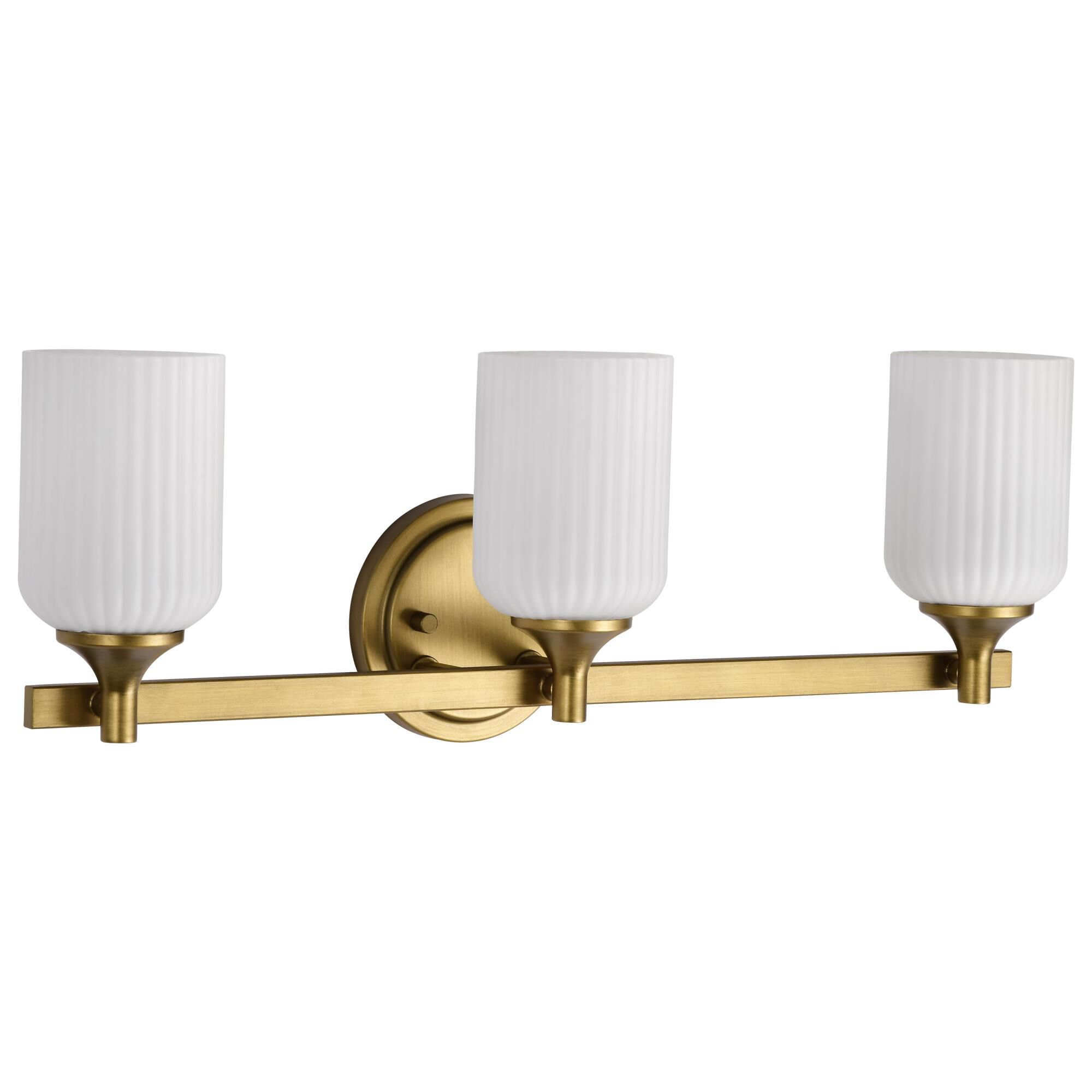 Shown in Natural Brass finish and Frosted Ribbed glass
