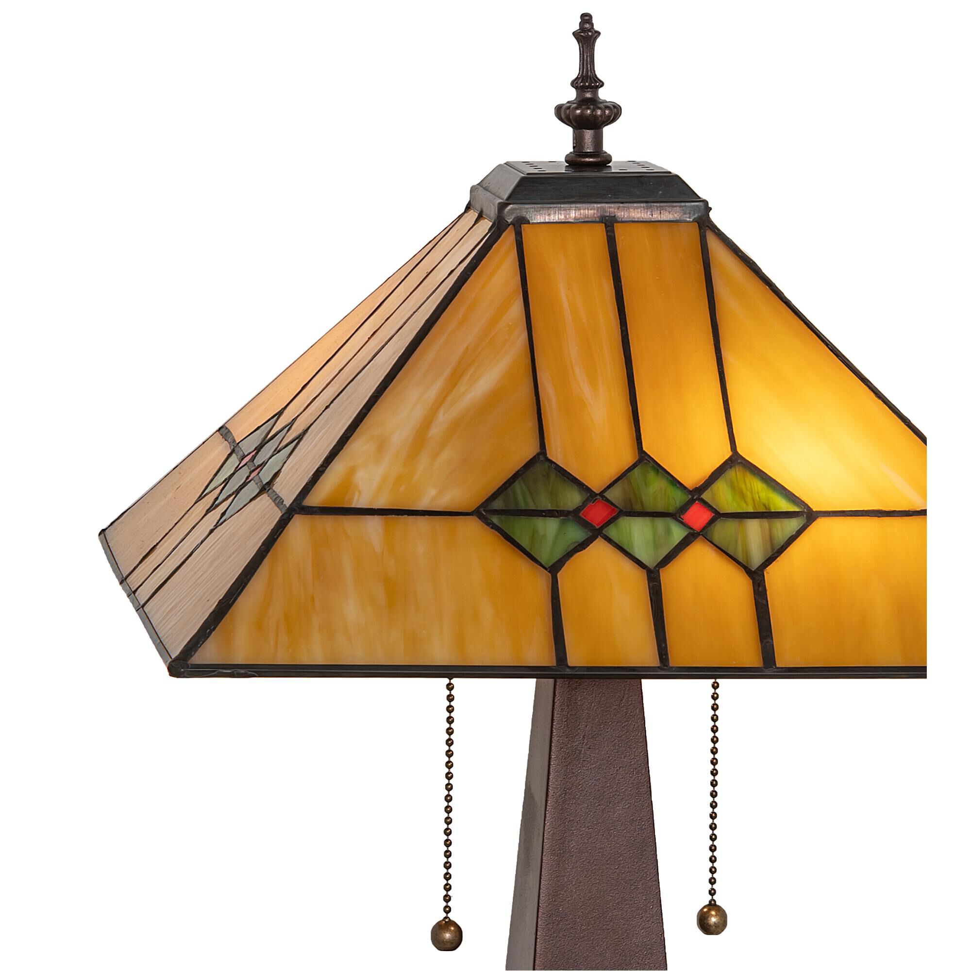 Shown in Mahogany Bronze finish and Amber /Acrylic;Green glass