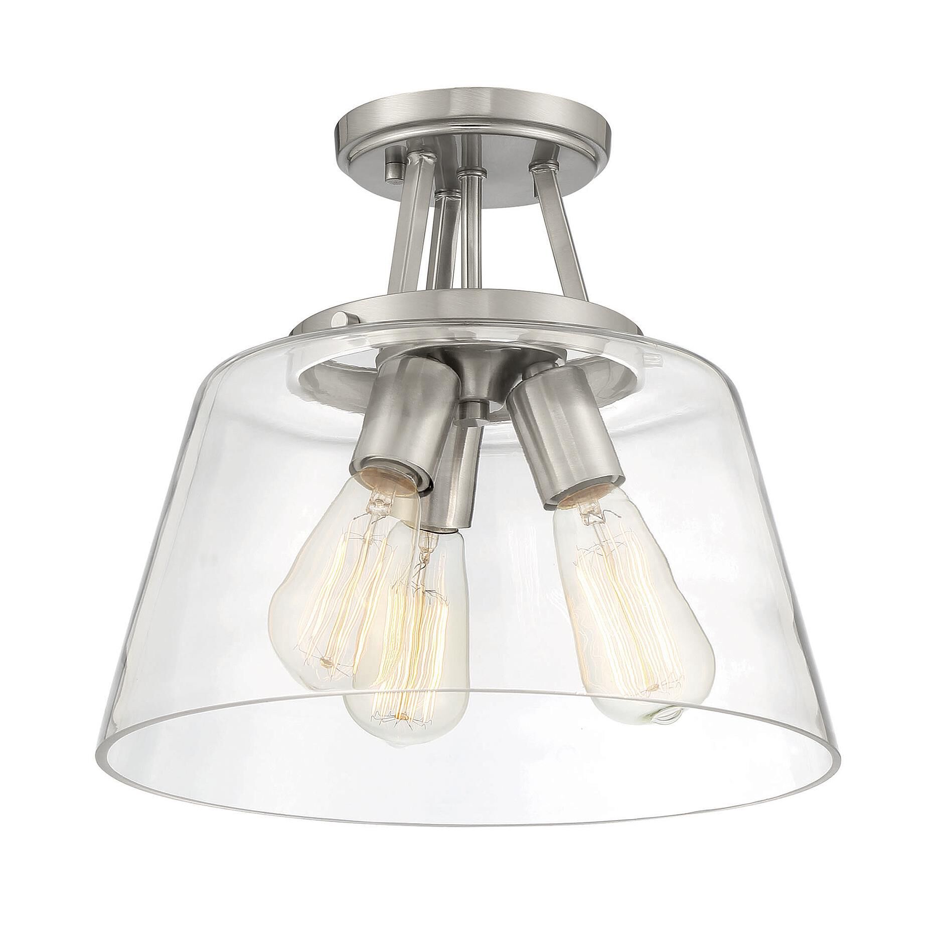 Shown in Satin Nickel finish and Clear glass