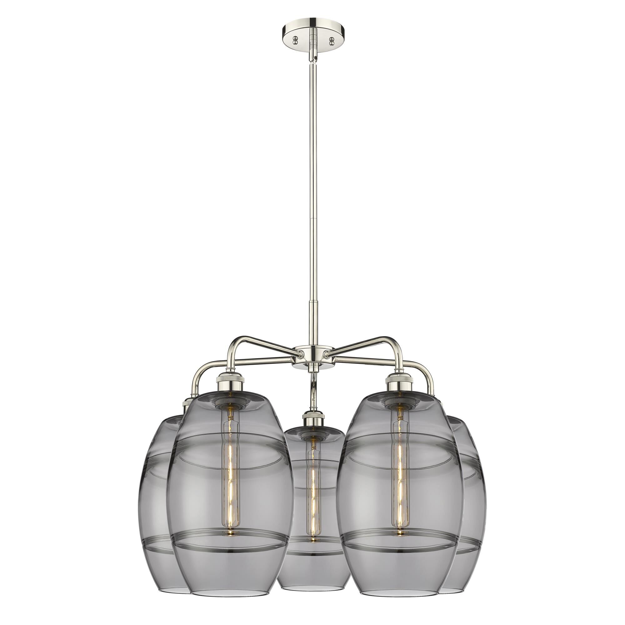 Shown in Polished Nickel finish and Light Smoke glass