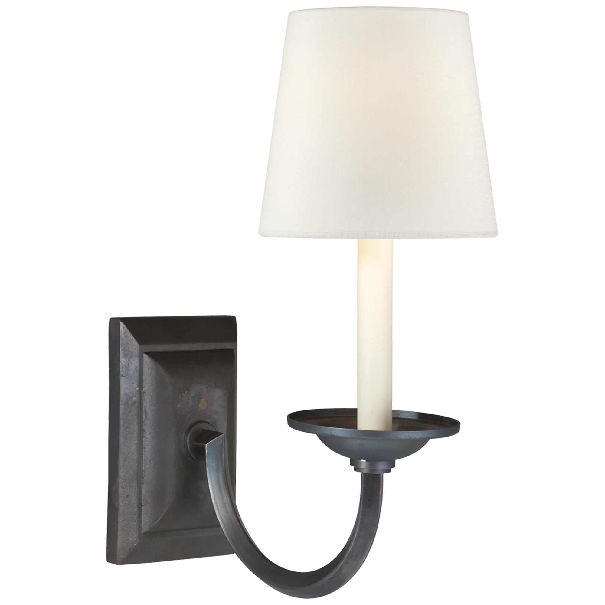 Shown in Aged Iron finish and Linen shade