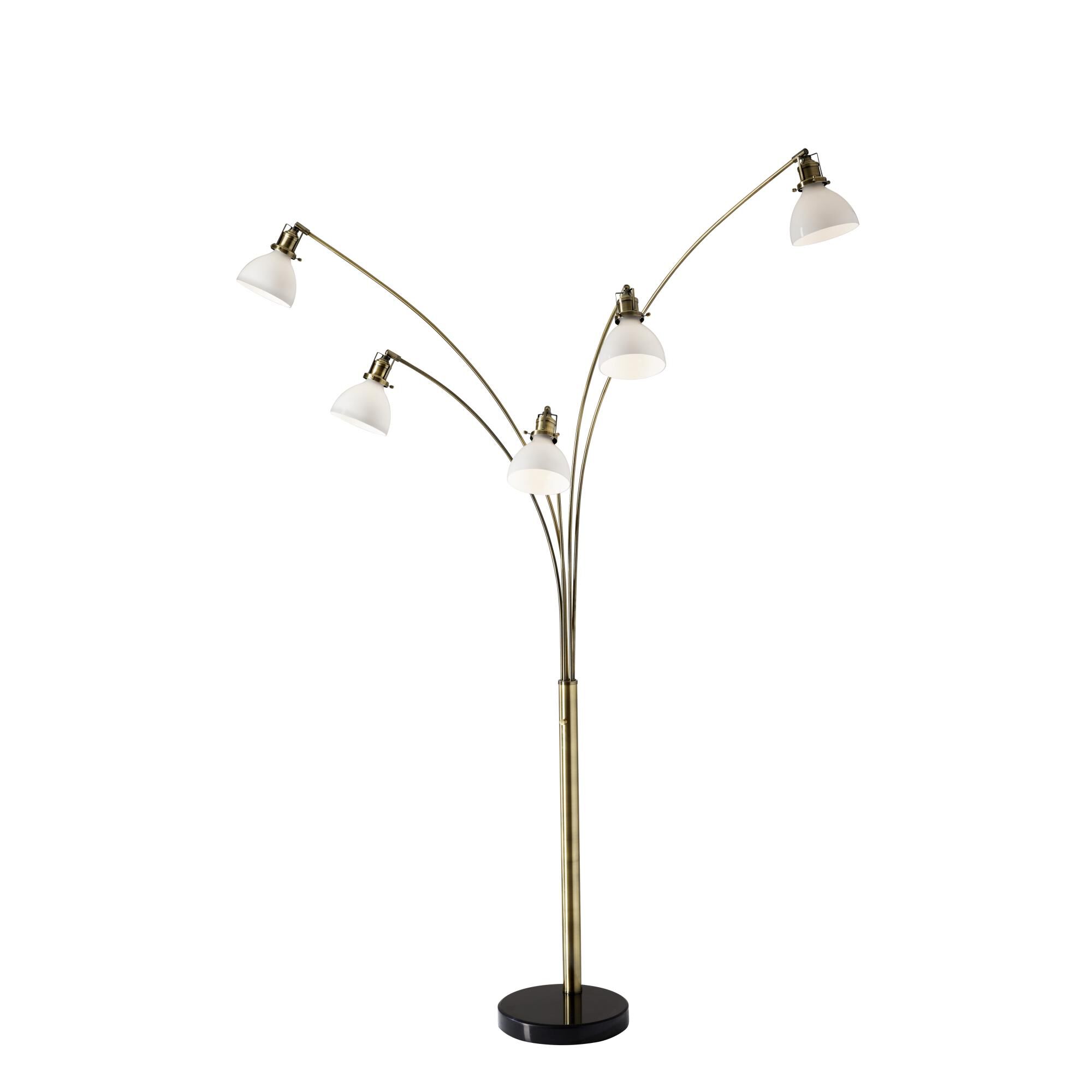 Shown in Antique Brass finish and White Milk glass 