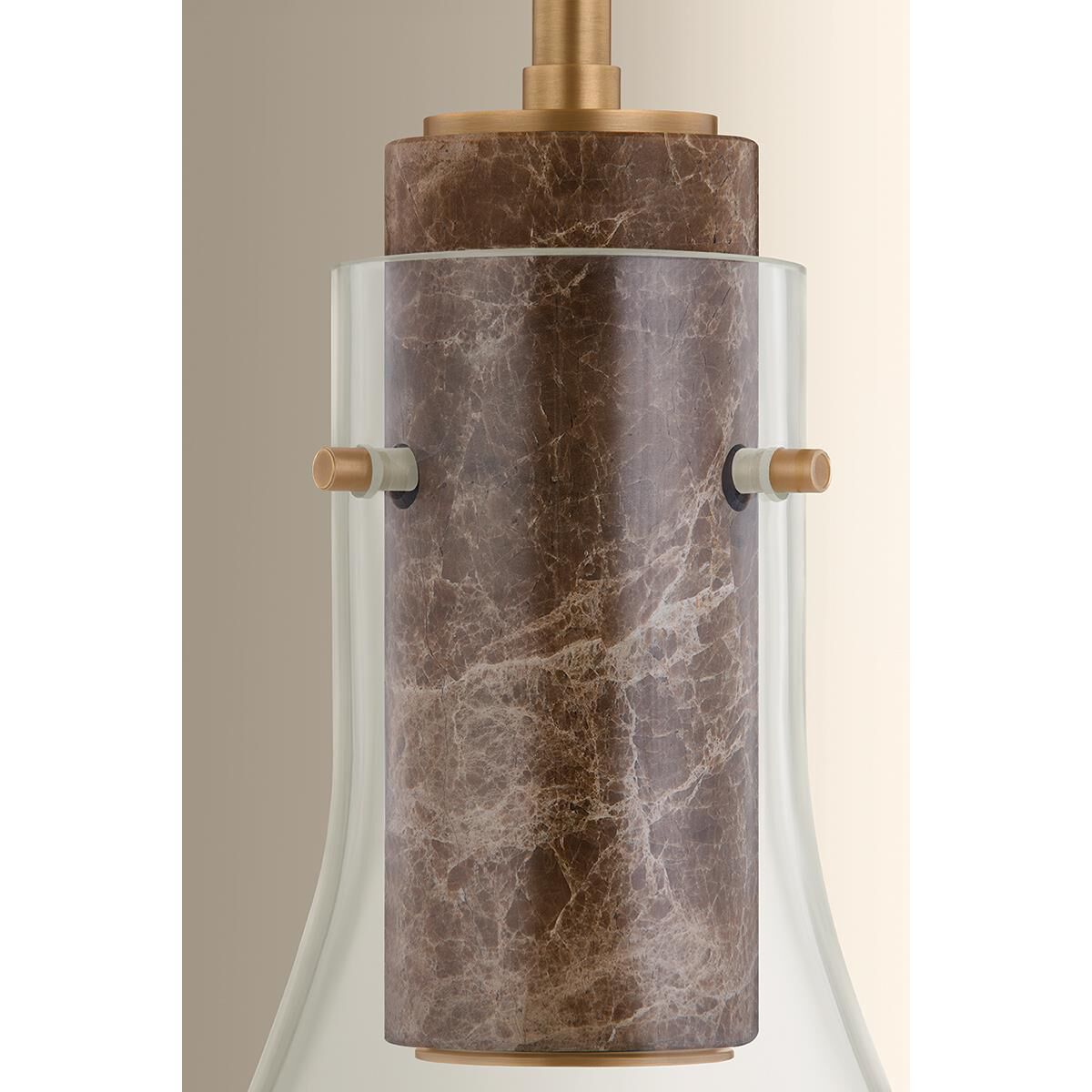 Shown in Patina Brass finish and Clear glass