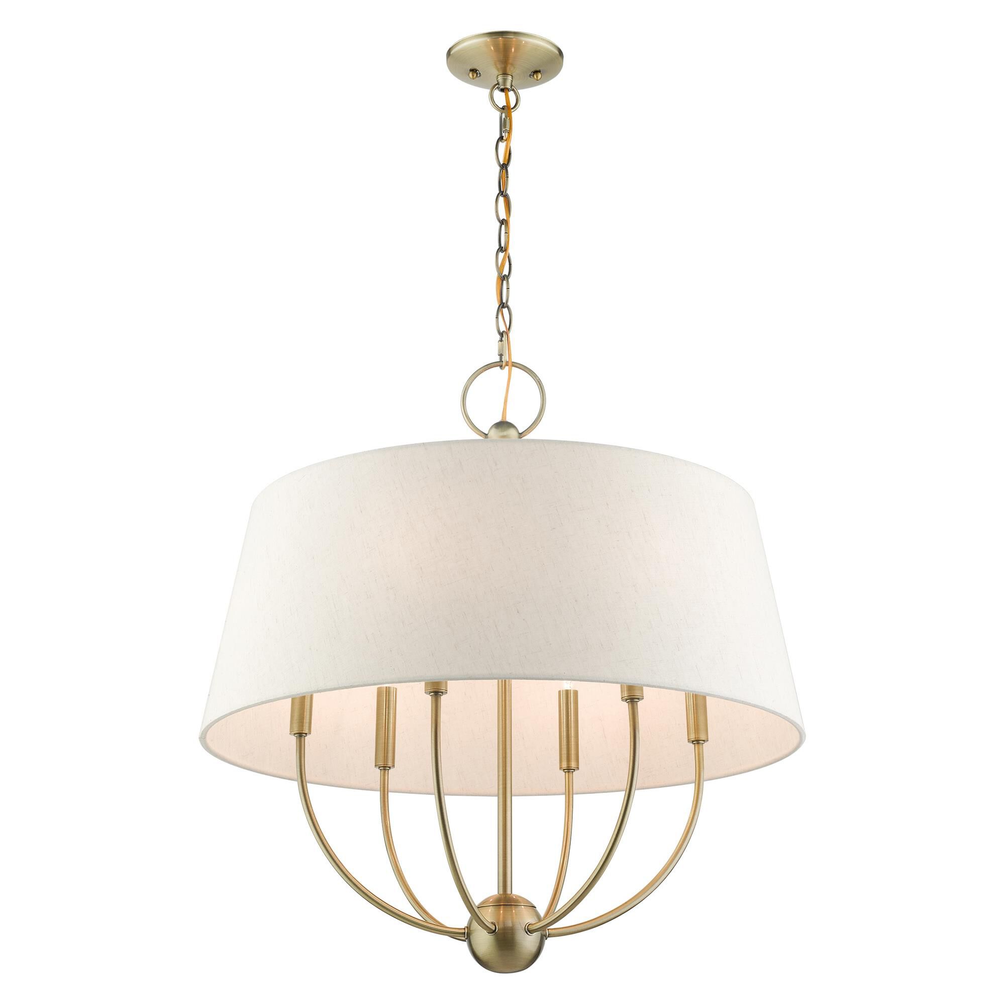 Shown in Antique Brass finish and Hand Crafted Hardback  Completely Finished With Oatmeal Color Fabric Outside and Inside shade