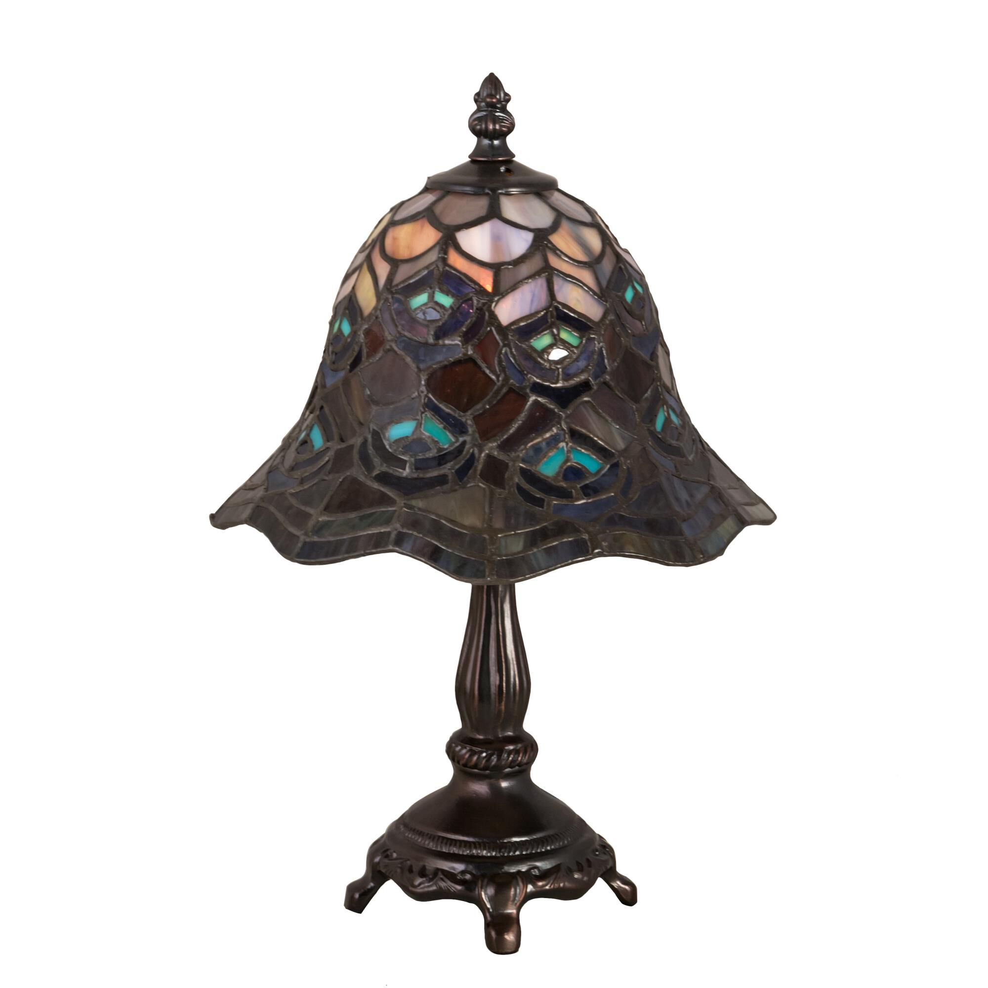 Tiffany Peacock Feather 13 Inch Accent Lamp by Meyda Lighting