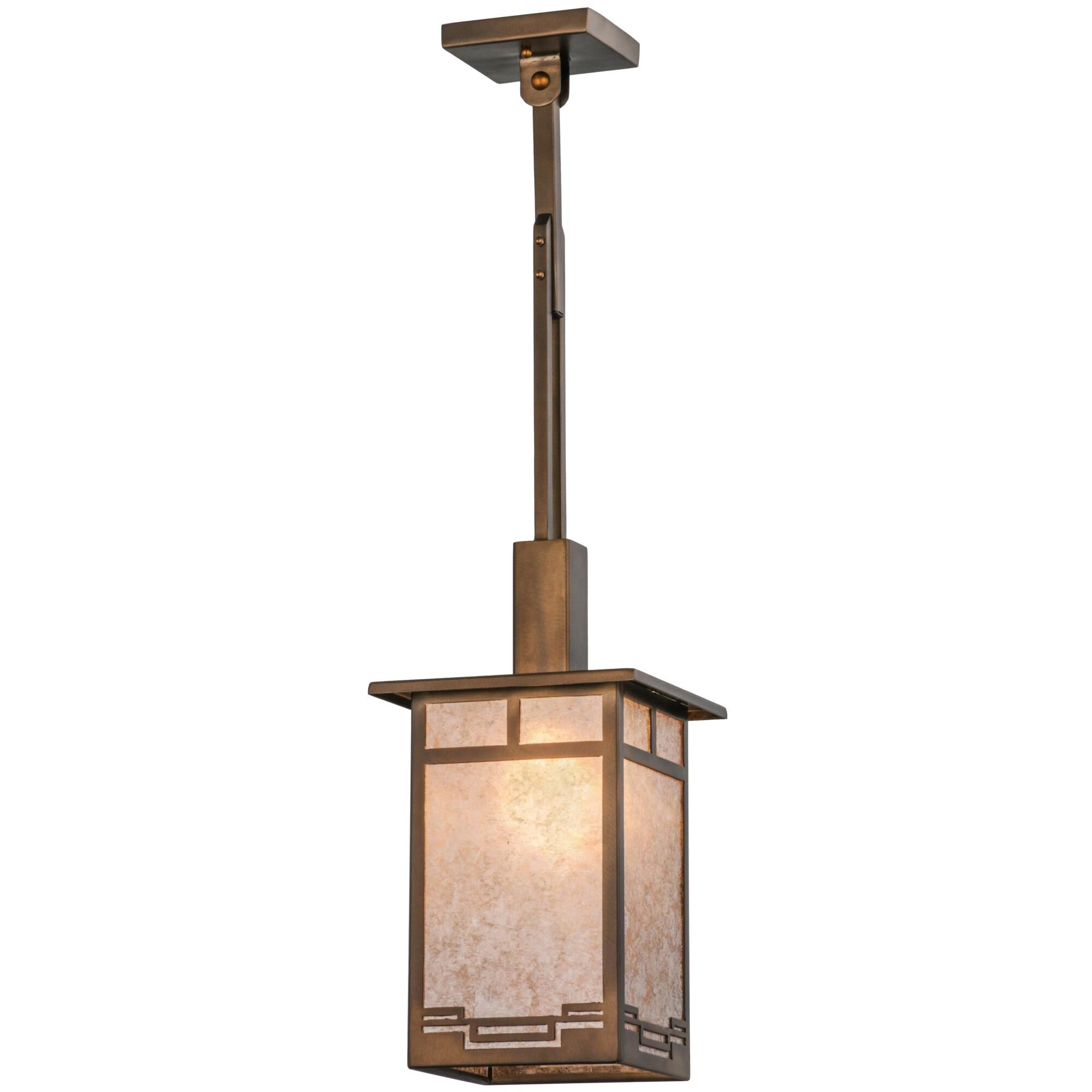 Shown in Antique Copper Finish finish and Silver Mica glass