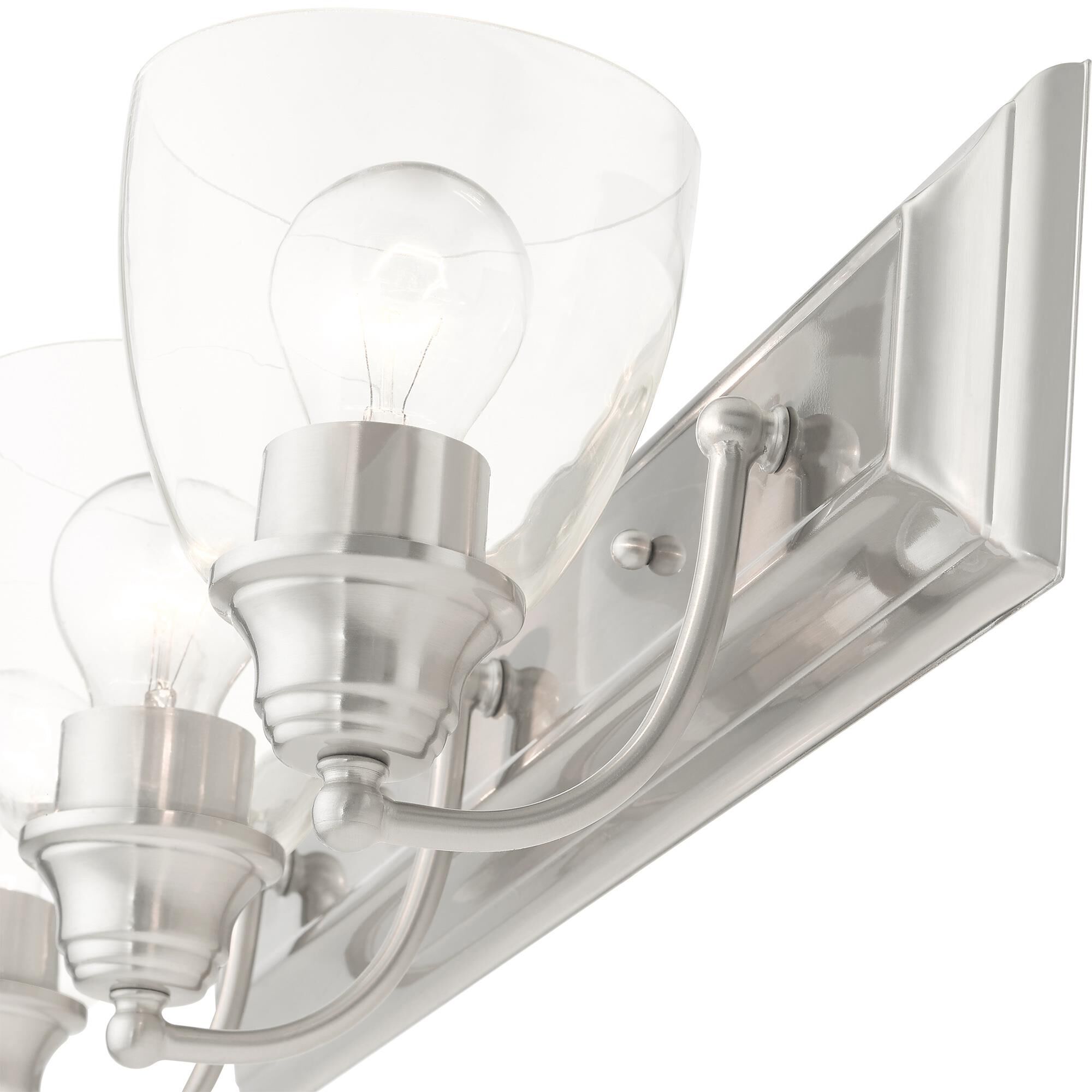 Shown in Brushed Nickel finish and Hand Blown Clear glass