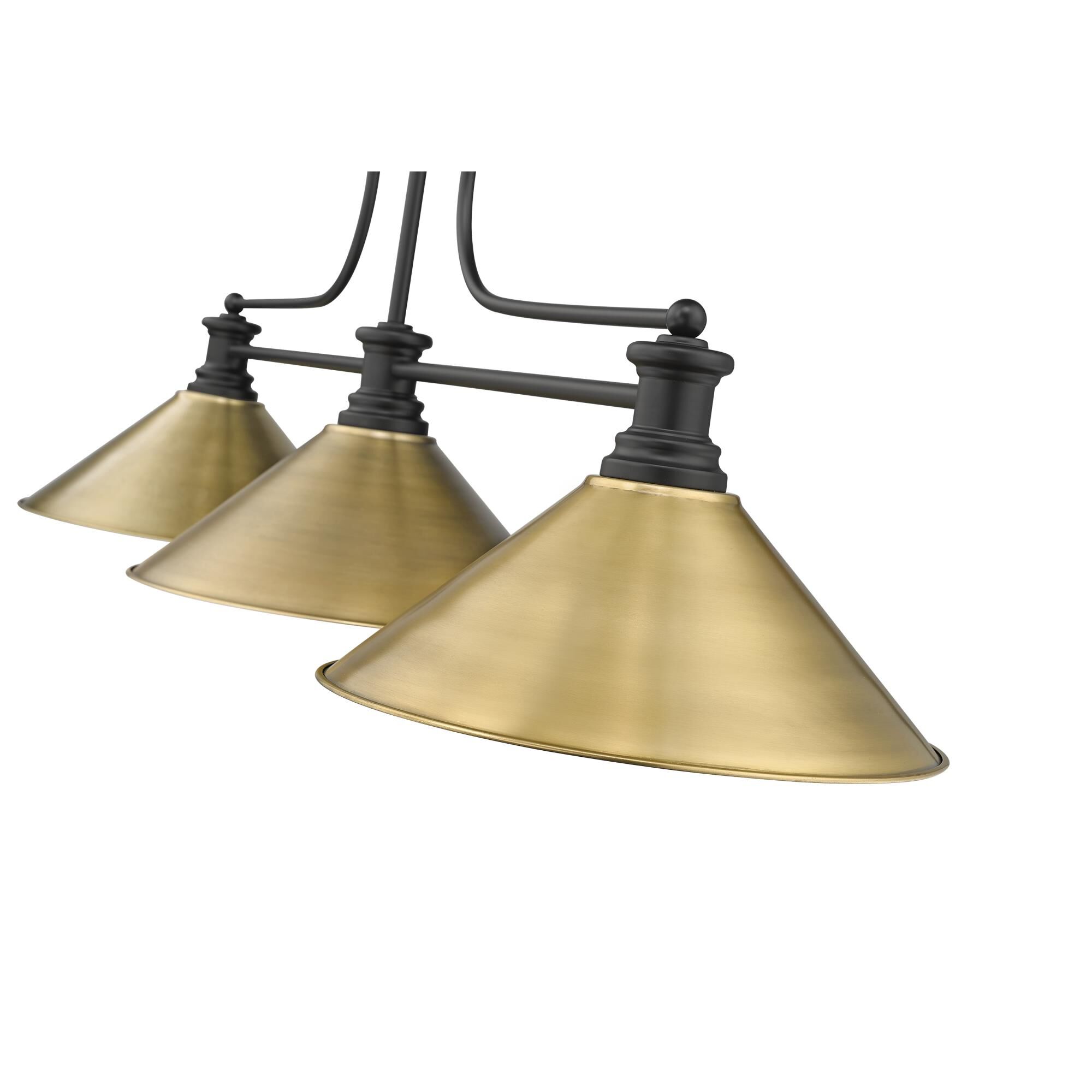 Shown in Matte Black finish and Rubbed Brass shade