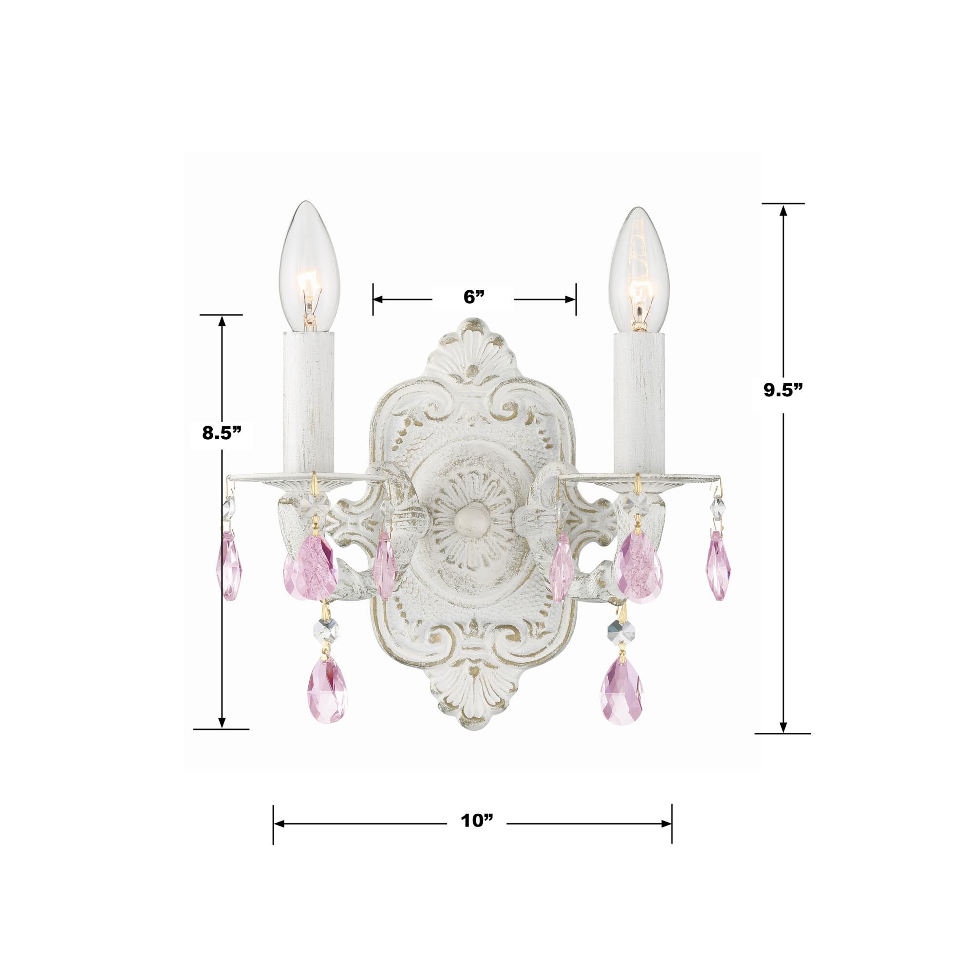 Shown in Antique White finish and Rose Colored Hand Cut crystal