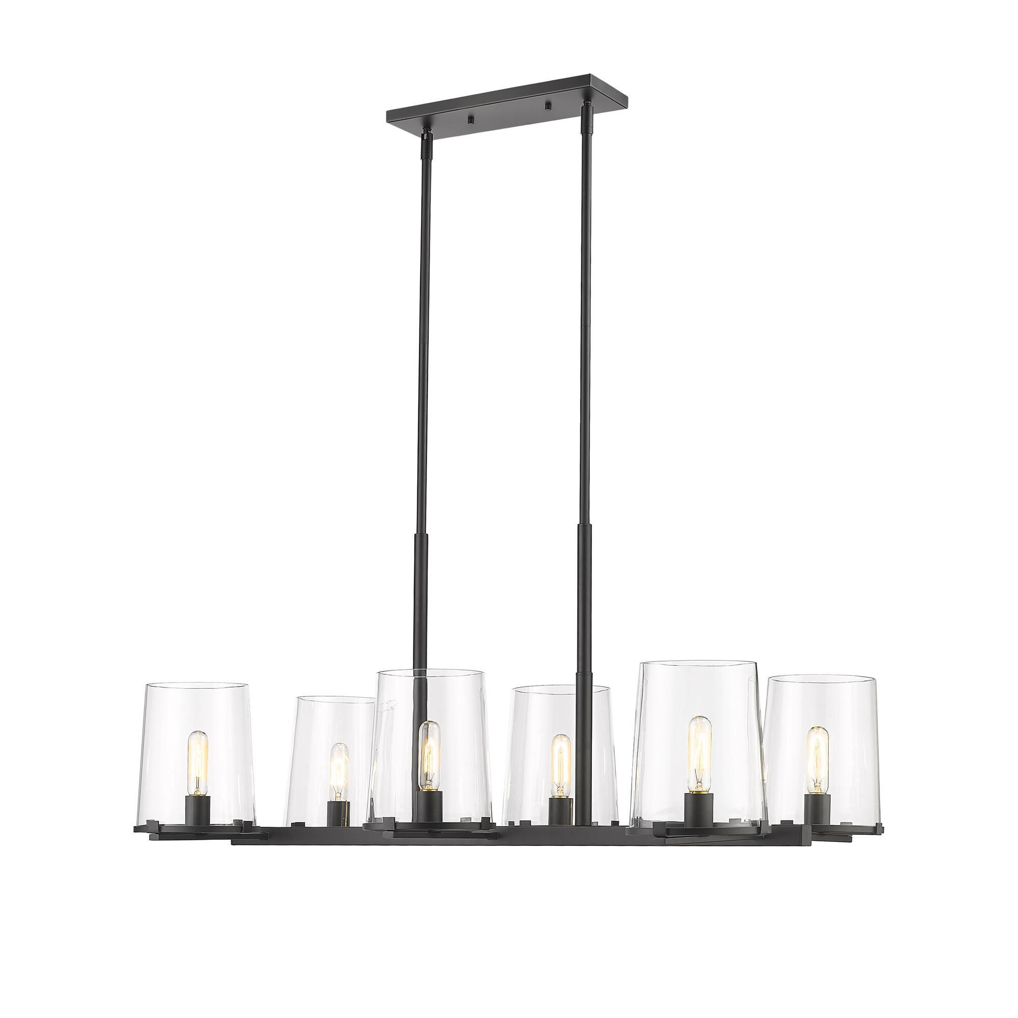 Shown in Matte Black finish and Glass shade