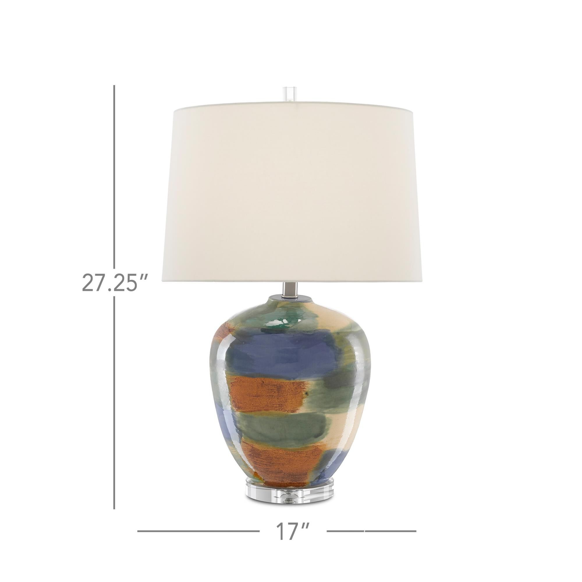 Shown in Blue - Green - Sand - Rust - Clear finish and Ivory Shantung shade