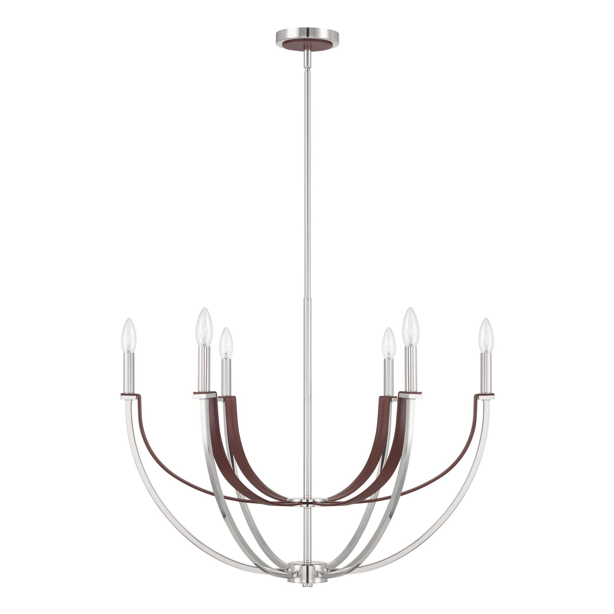 Shown in Polished Nickel and Dark Brown finish